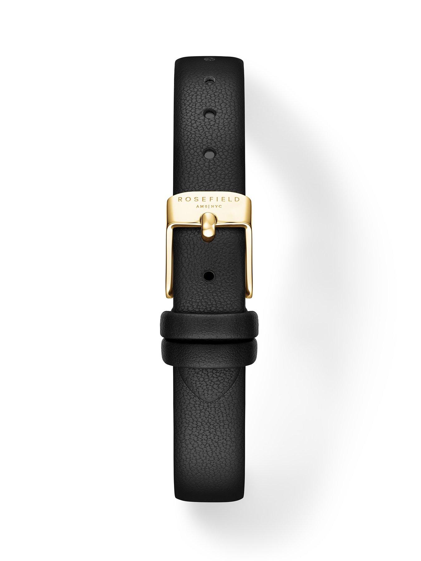 Image 4 of 6 of Rosefield OVALE Gold Case Black Dial Black Leather Strap