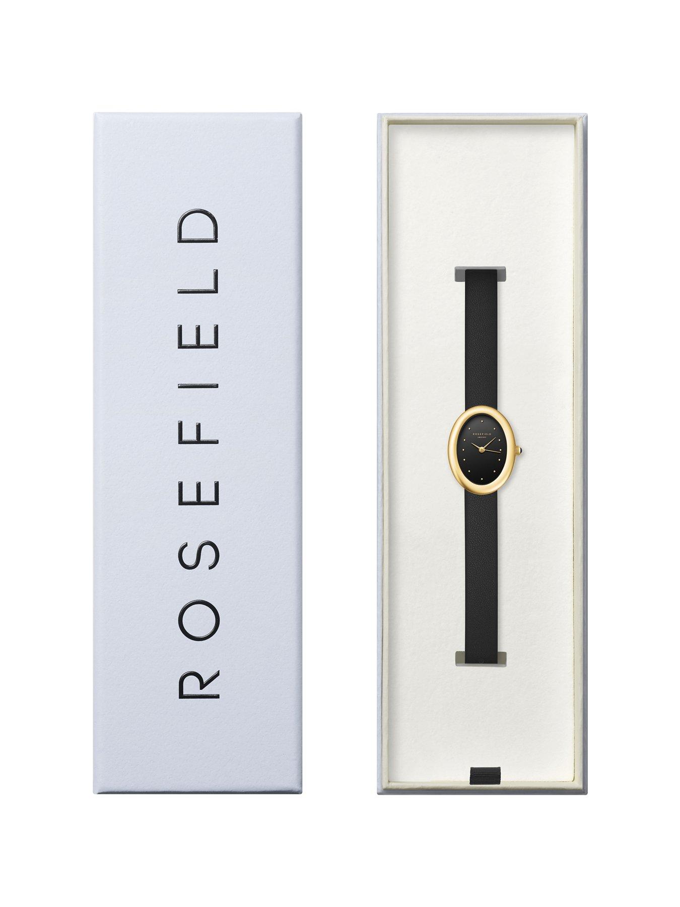 Image 5 of 6 of Rosefield OVALE Gold Case Black Dial Black Leather Strap