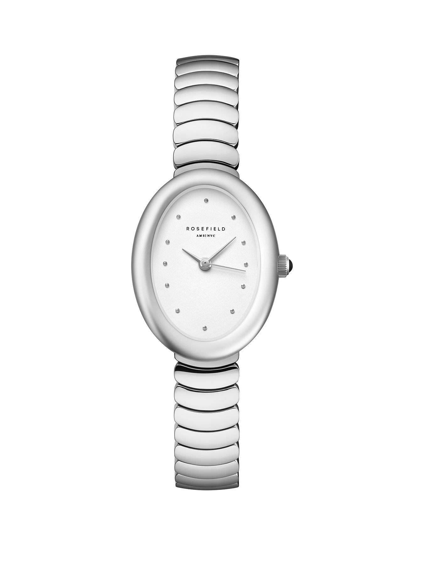 Rosefield OVALE Steel Case White Dial Steel Bracelet
