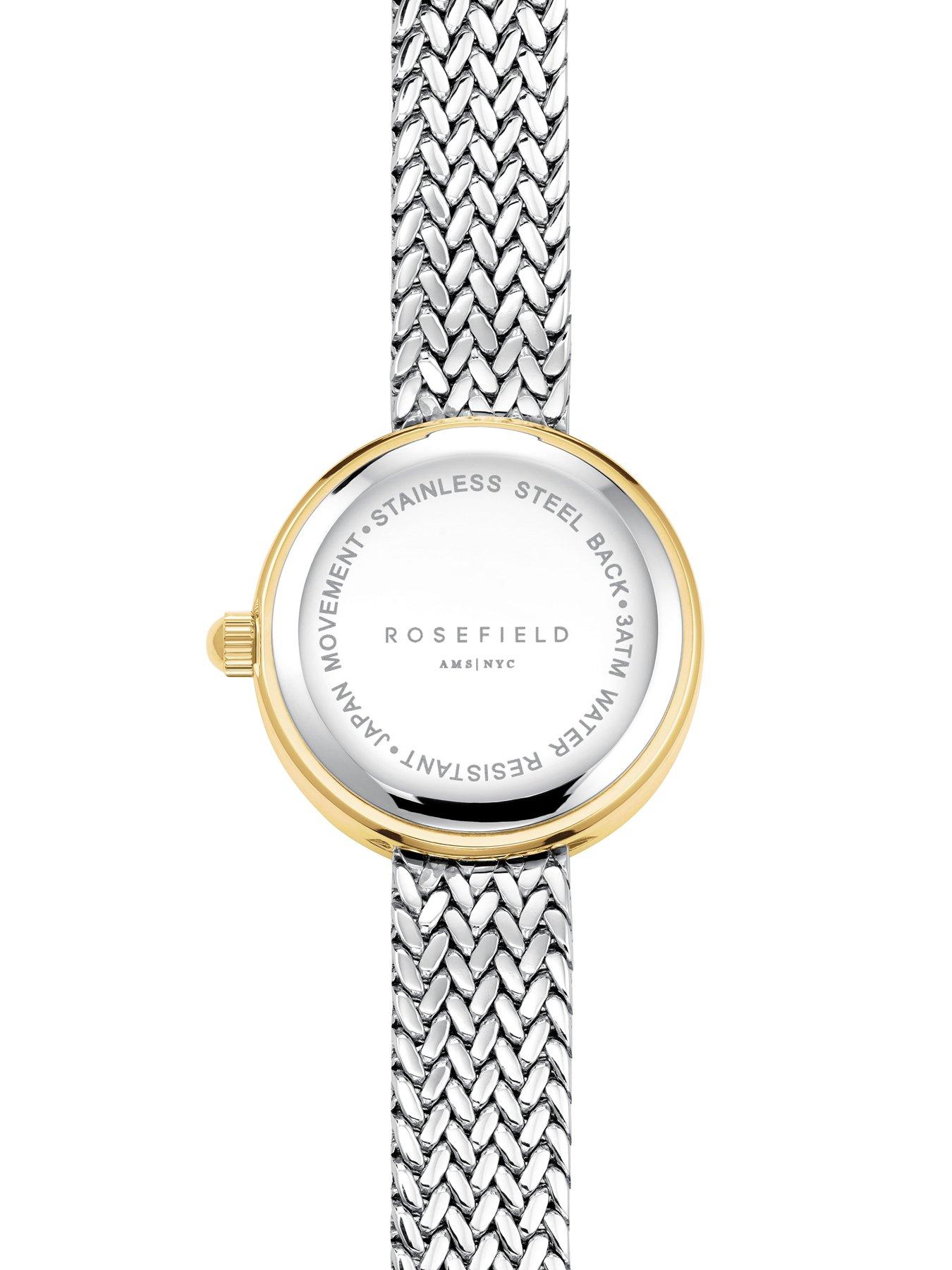 Image 3 of 5 of Rosefield MINI Round Silver Dial Steel Mesh Stone set Bezel