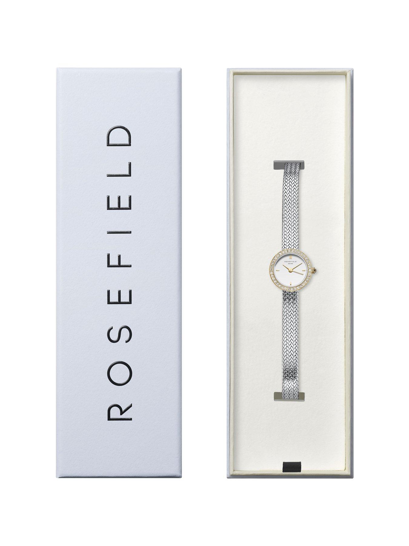 Image 4 of 5 of Rosefield MINI Round Silver Dial Steel Mesh Stone set Bezel
