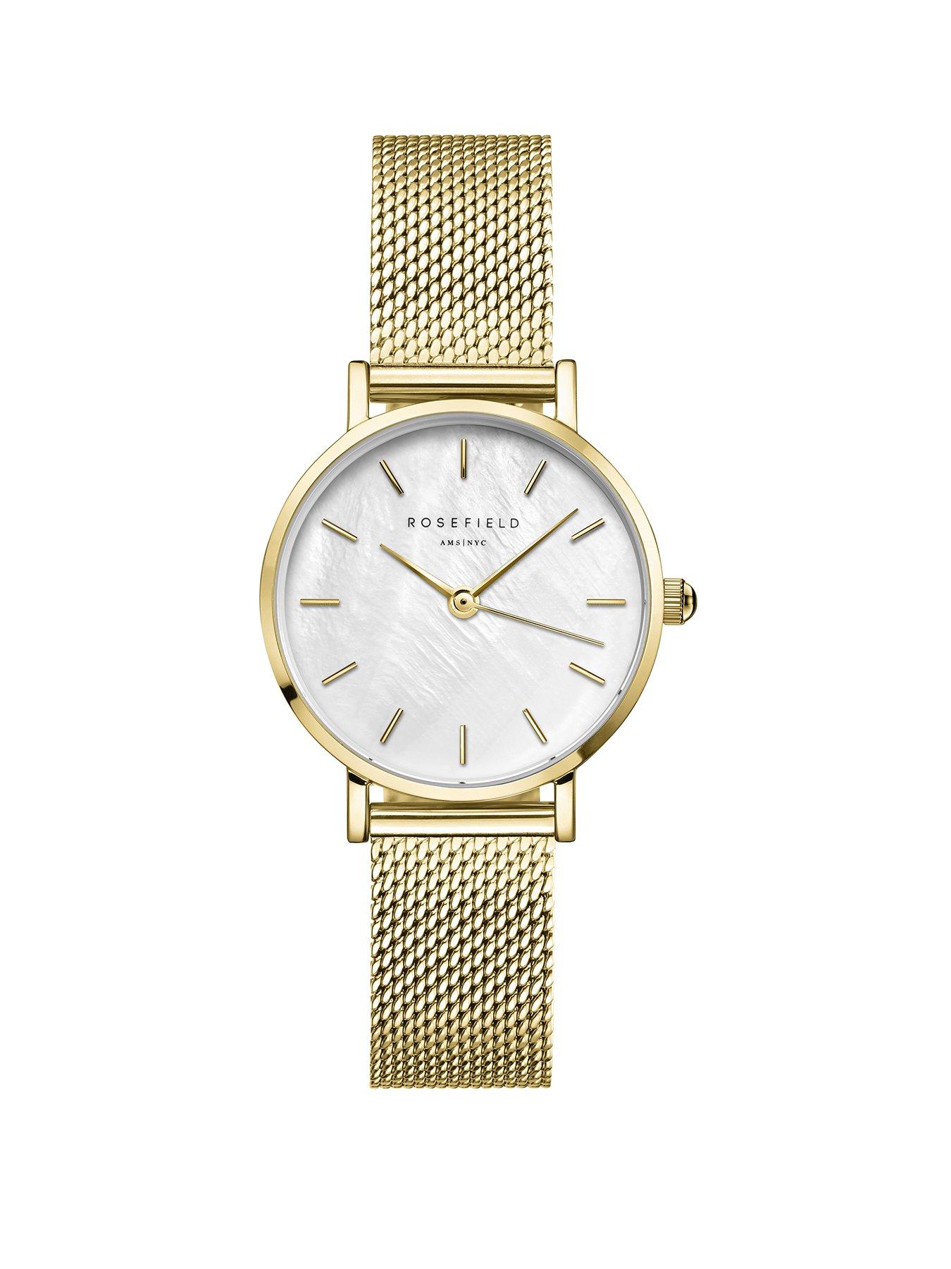 Image 1 of 1 of Rosefield SMALL EDIT MOP Dial Gold case and Mesh Bracelet