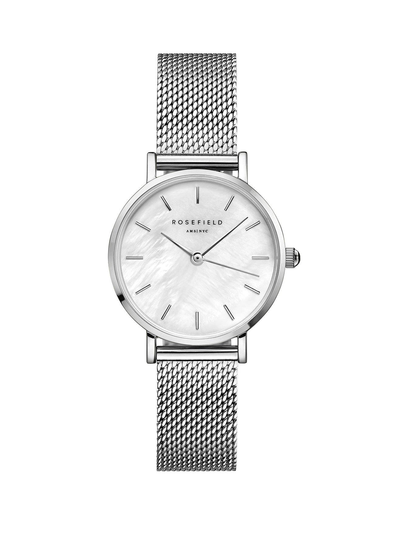 Image 1 of 1 of Rosefield SMALL EDIT White MOP Dial Steel case and Mesh Bracelet