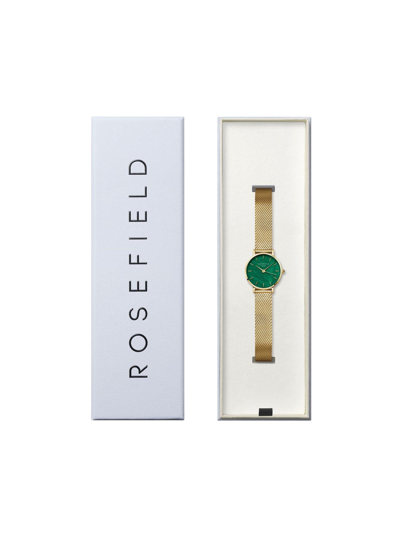 Image 3 of 3 of Rosefield SMALL EDIT Green MOP Dial Gold case and Mesh Bracelet