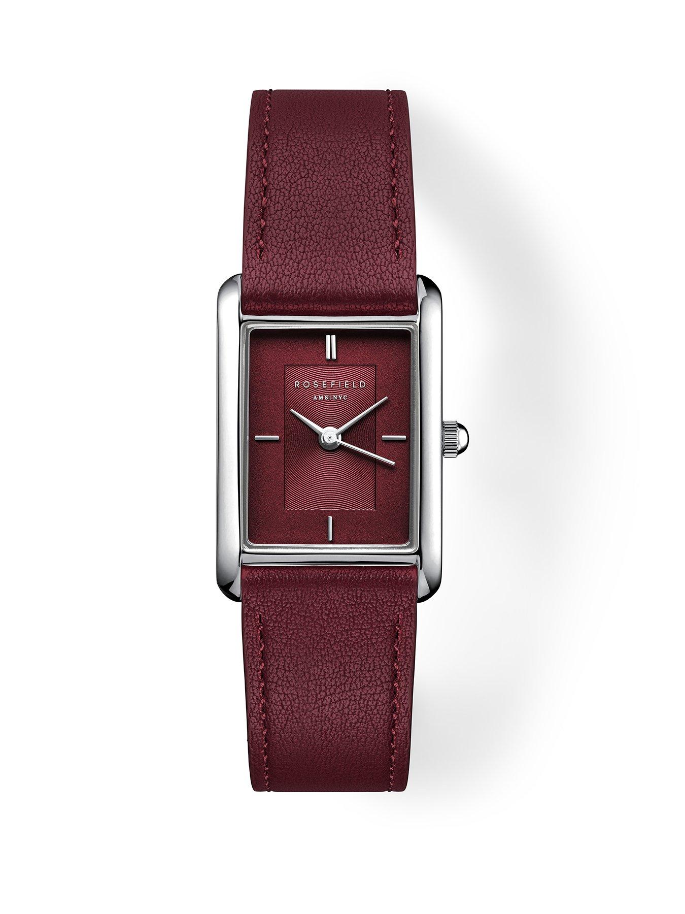 Rosefield HEIRLOOM Burgundy Dial Burgundy Leather Strap