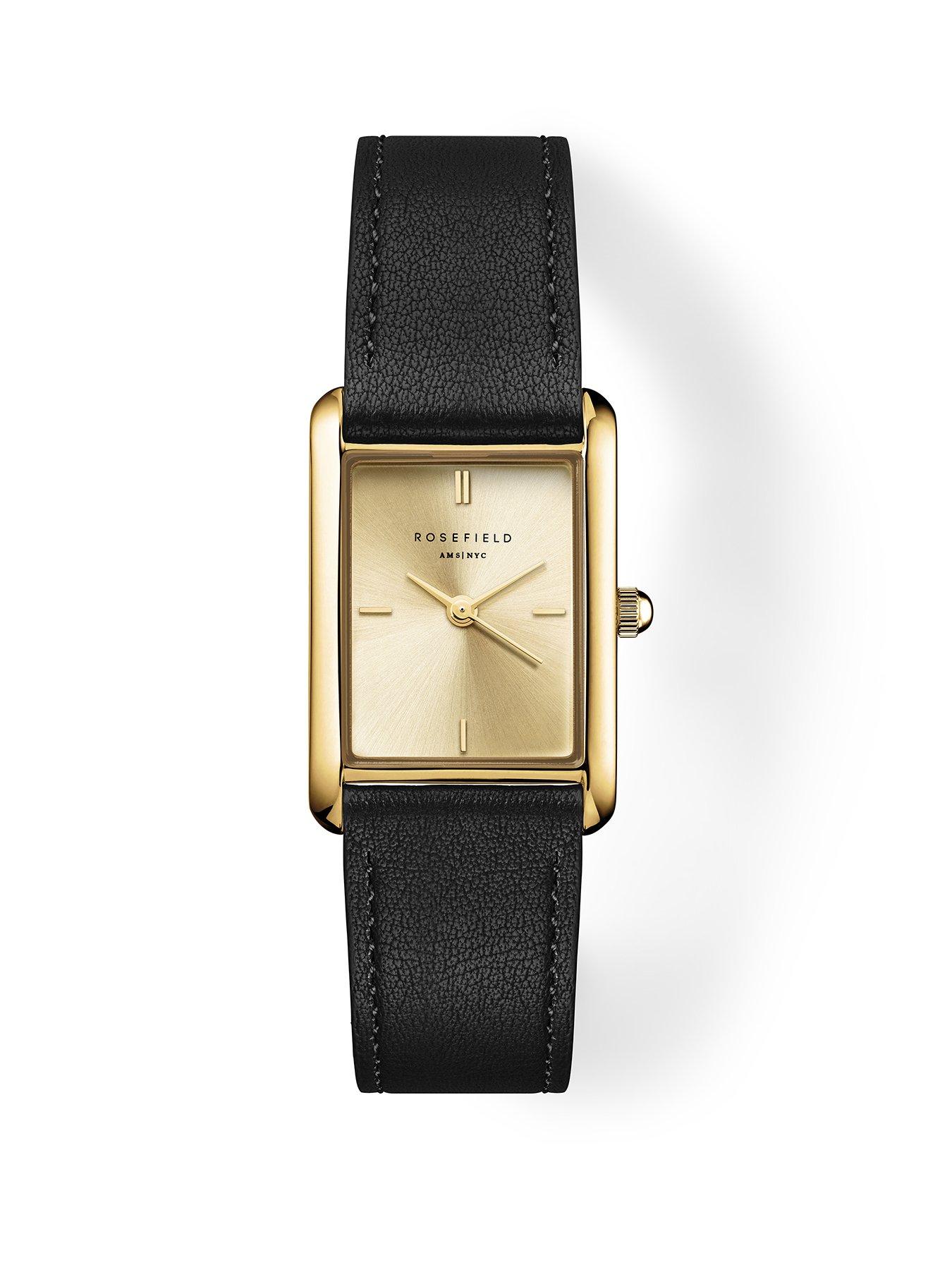 Image 1 of 4 of Rosefield HEIRLOOM Gold Dial and Case Black Leather Strap