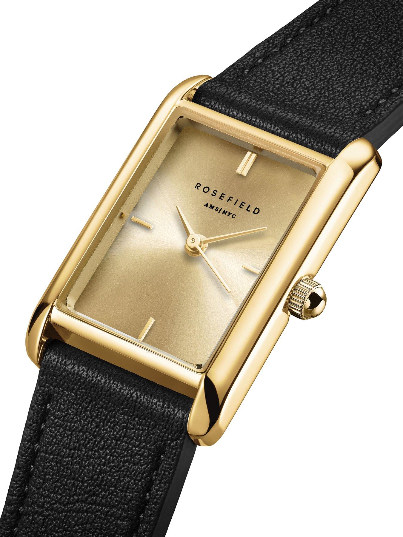 Image 2 of 4 of Rosefield HEIRLOOM Gold Dial and Case Black Leather Strap