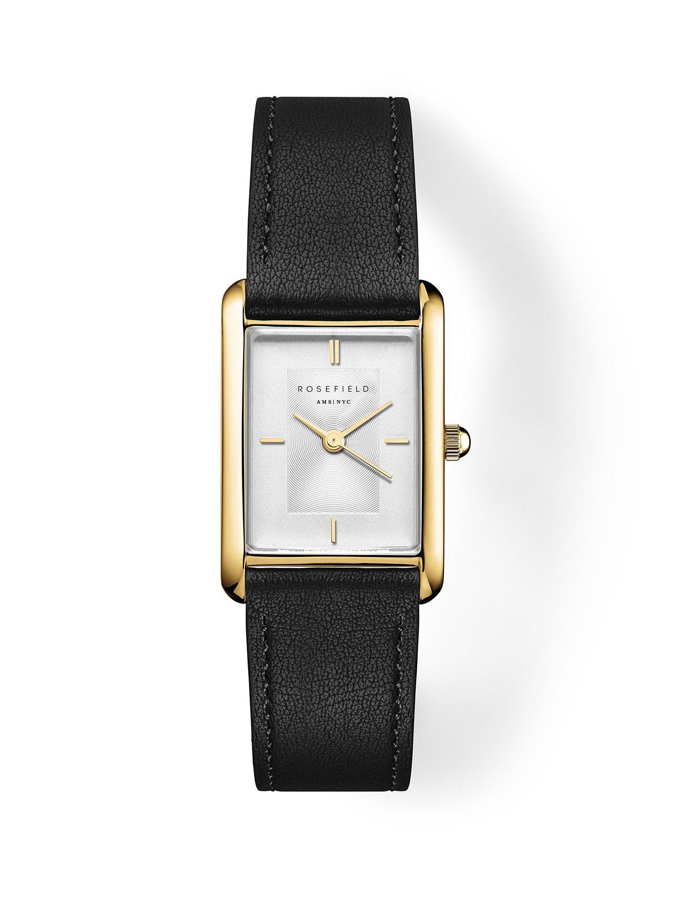 Rosefield HEIRLOOM White Dial and Case Black Leather Strap