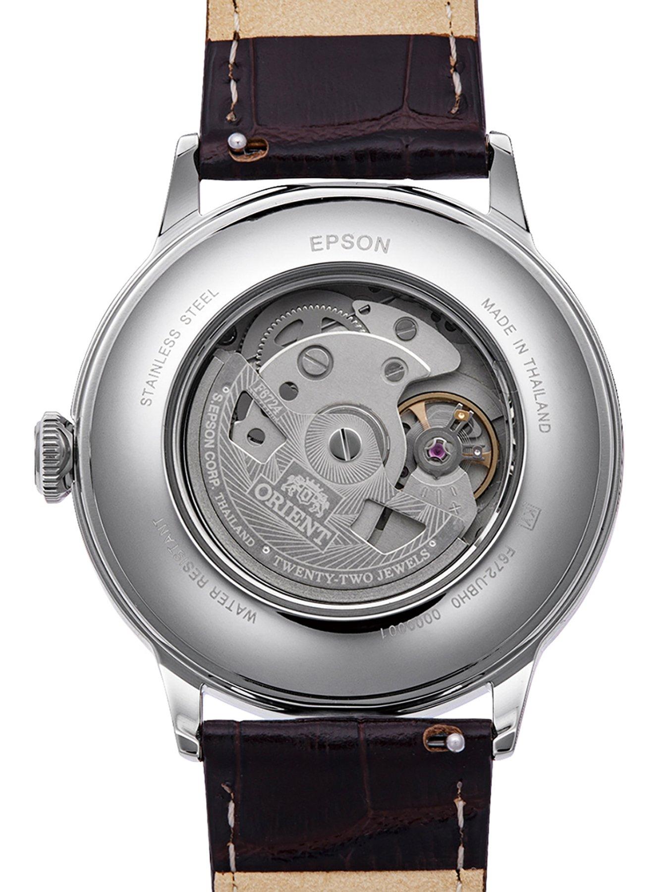 Image 3 of 6 of Orient Bambino 40.5mm Green Dial Roman Numerals  Brown Leather Strap