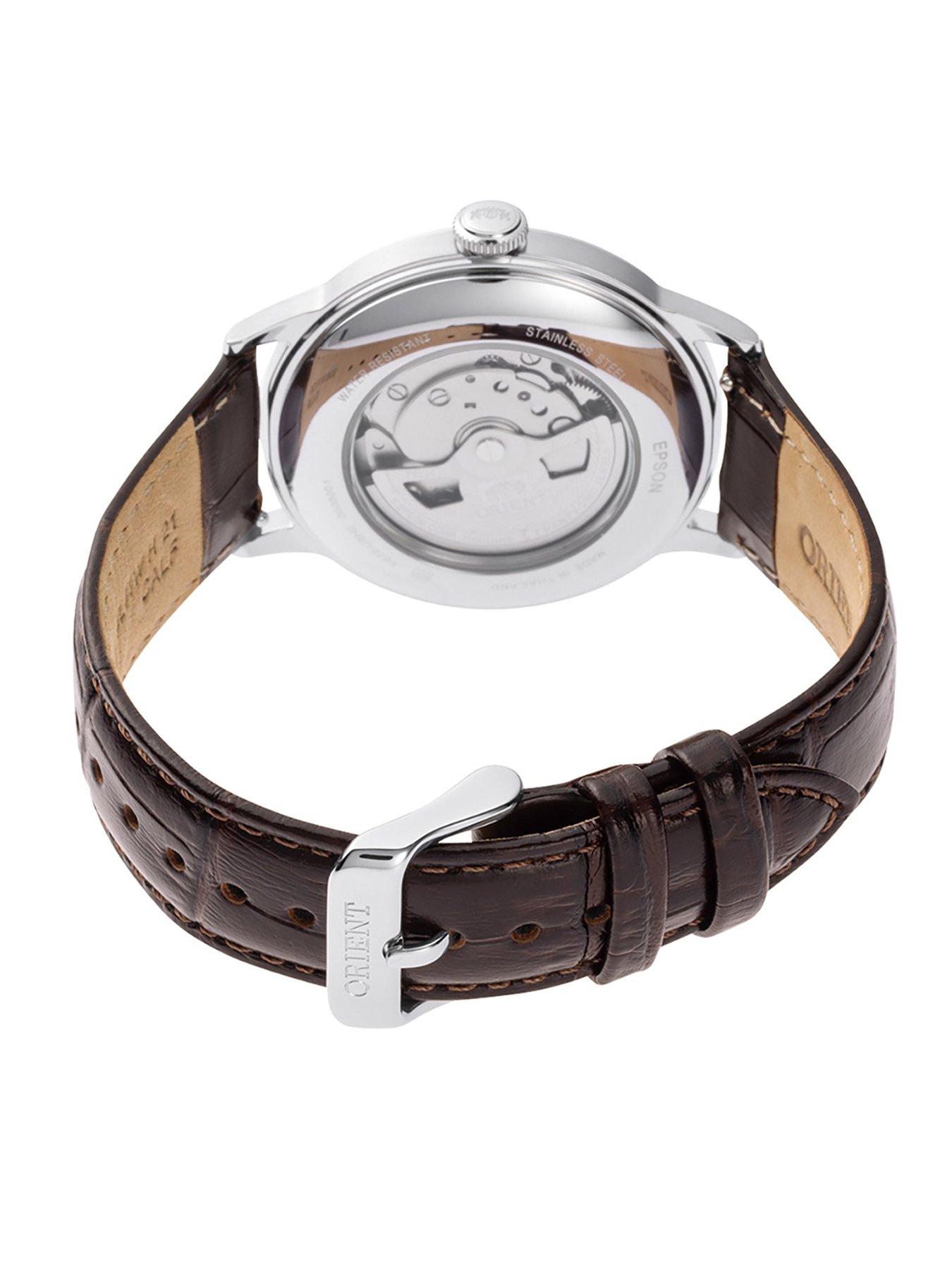 Image 4 of 6 of Orient Bambino 40.5mm Green Dial Roman Numerals  Brown Leather Strap