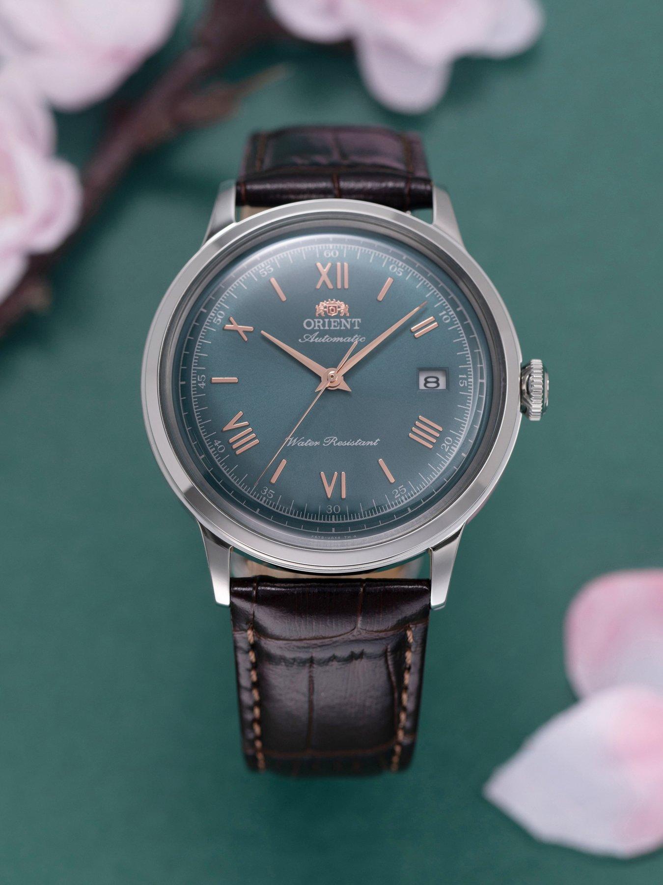 Image 5 of 6 of Orient Bambino 40.5mm Green Dial Roman Numerals  Brown Leather Strap