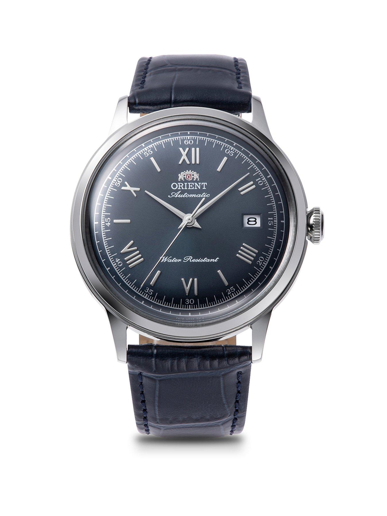Orient Bambino 40.5Mm Black Dial Roman Numerals Black Leather Strap