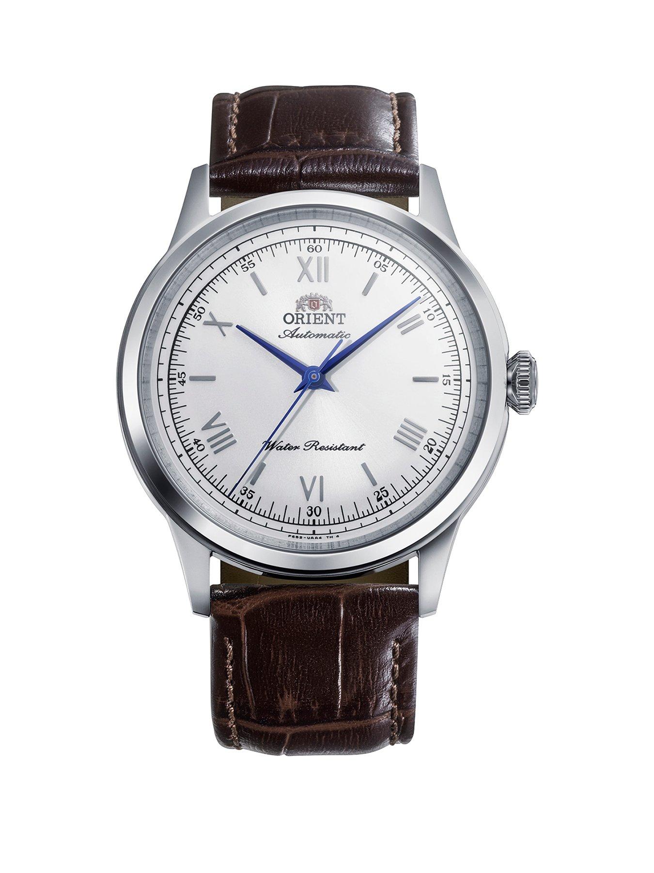Orient Bambino 38mm Non-Date White Dial Brown Leather Strap