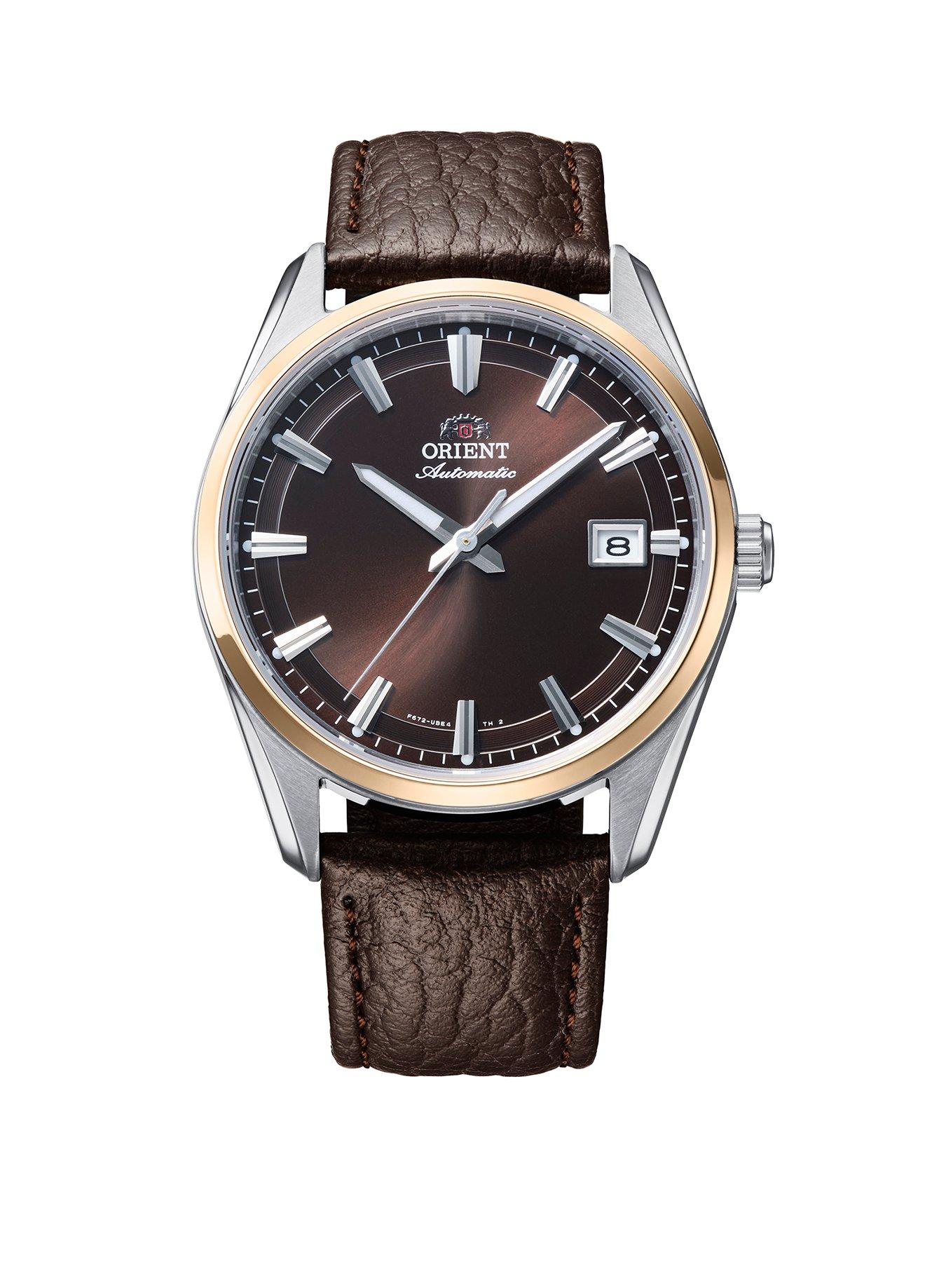 Image 1 of 4 of Orient Stretto Date Two Tone Brown Dial Brown Leather Strap