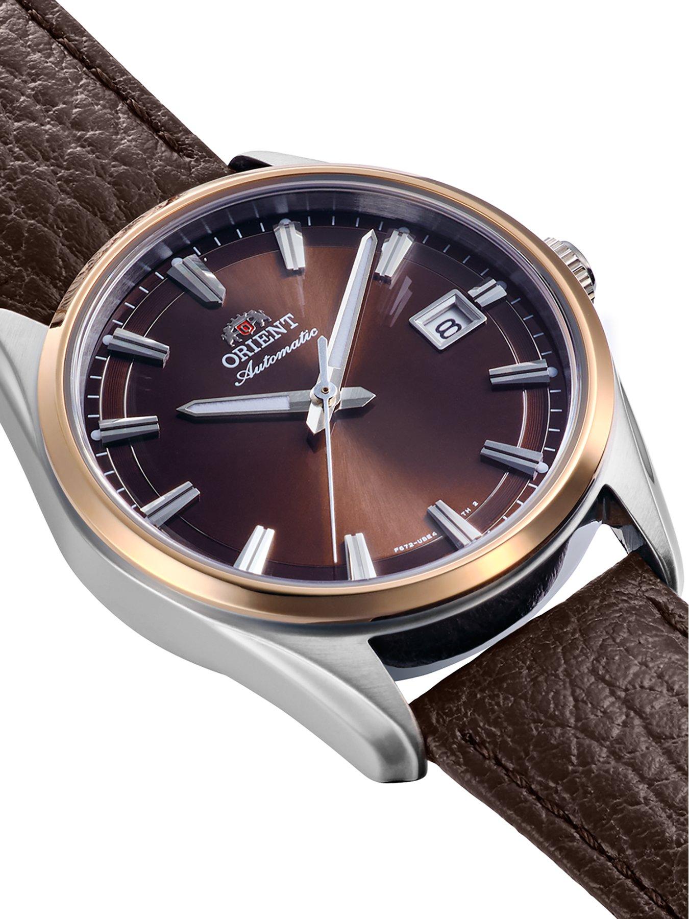 Image 2 of 4 of Orient Stretto Date Two Tone Brown Dial Brown Leather Strap