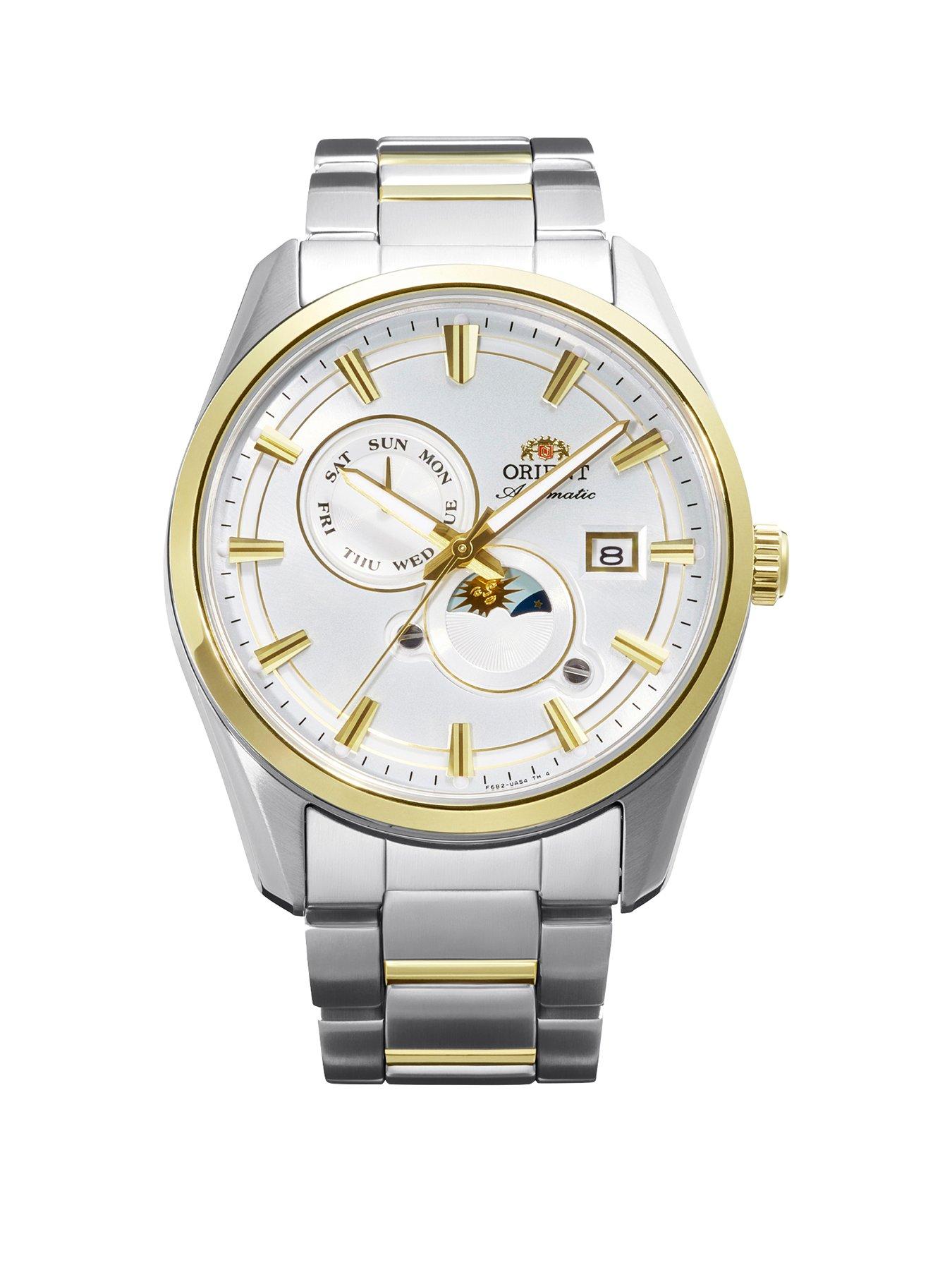 Image 1 of 4 of Orient Stretto Sun and Moon Two Tone Silver Dial Steel