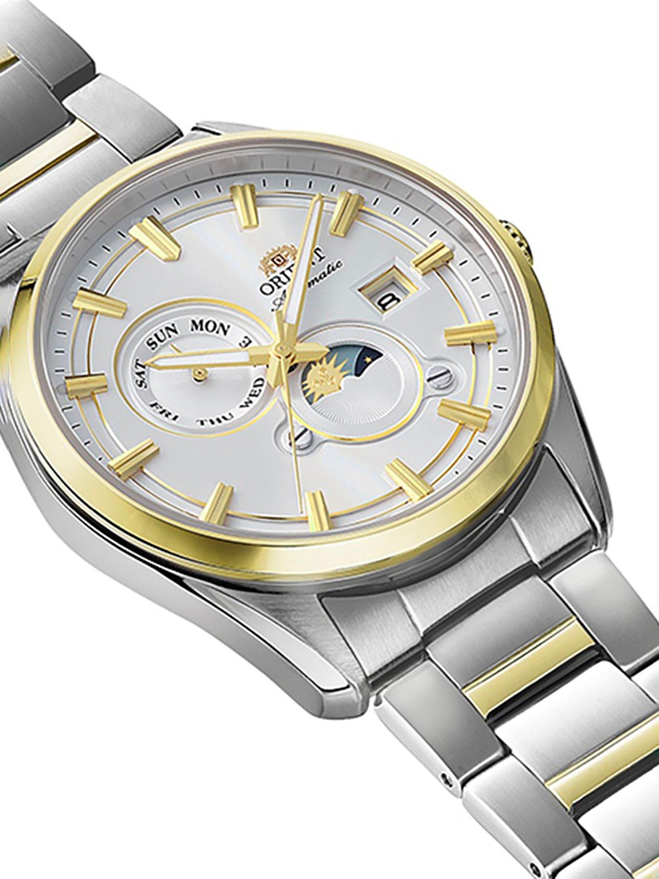 Image 2 of 4 of Orient Stretto Sun and Moon Two Tone Silver Dial Steel