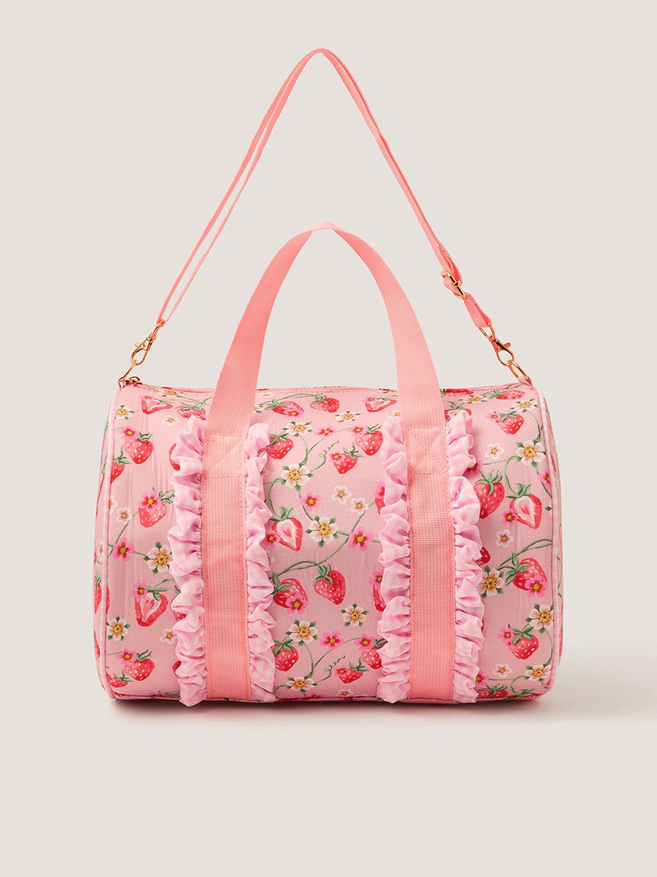 Monsoon Girls Strawberry Sleepover Bag - Pink