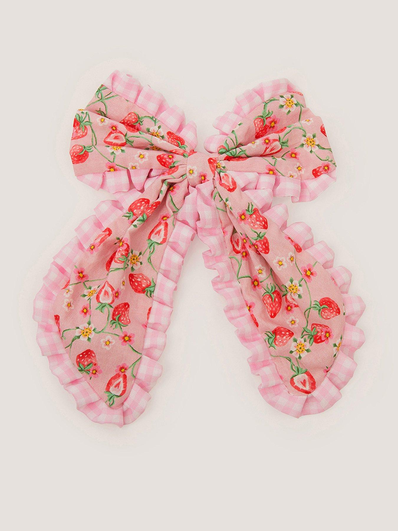 Image 1 of 3 of Monsoon Girls Strawberry Frill Bow Clip - Multi