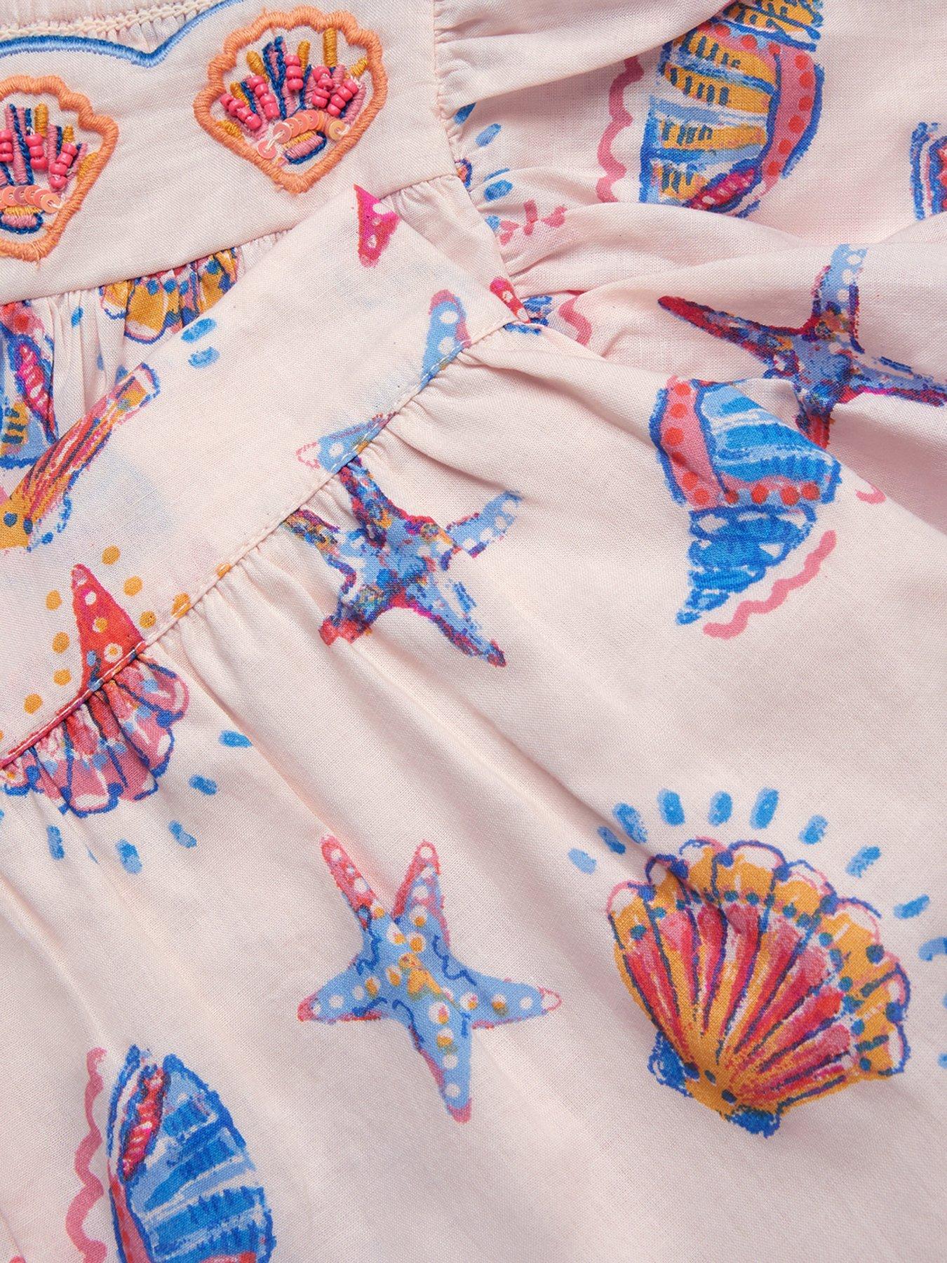 Image 3 of 4 of Monsoon Girls Shell Printed Blouse & Short Set - Light Cream