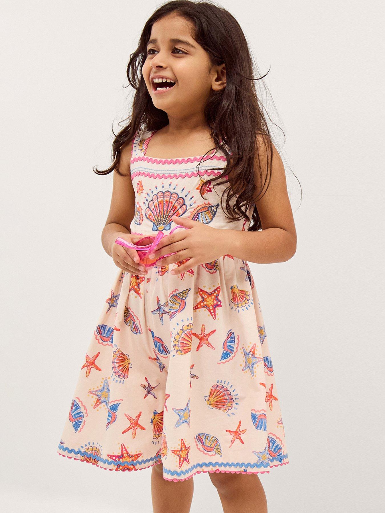 Monsoon Girls Shell Applique Culotte Playsuit - Orange