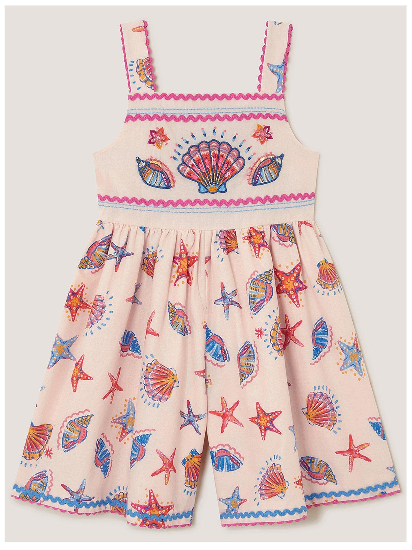 Monsoon Girls Shell Applique Culotte Playsuit - Orange