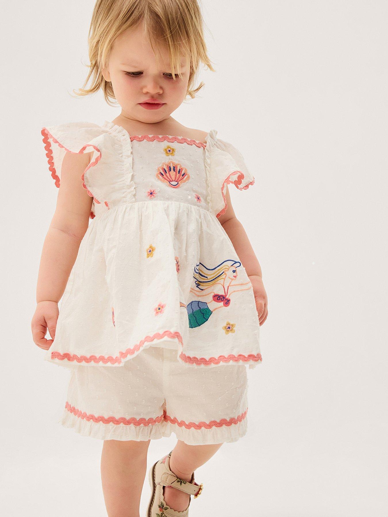 Monsoon Baby Girls Mermaid Blouse & Short Set - Light Cream