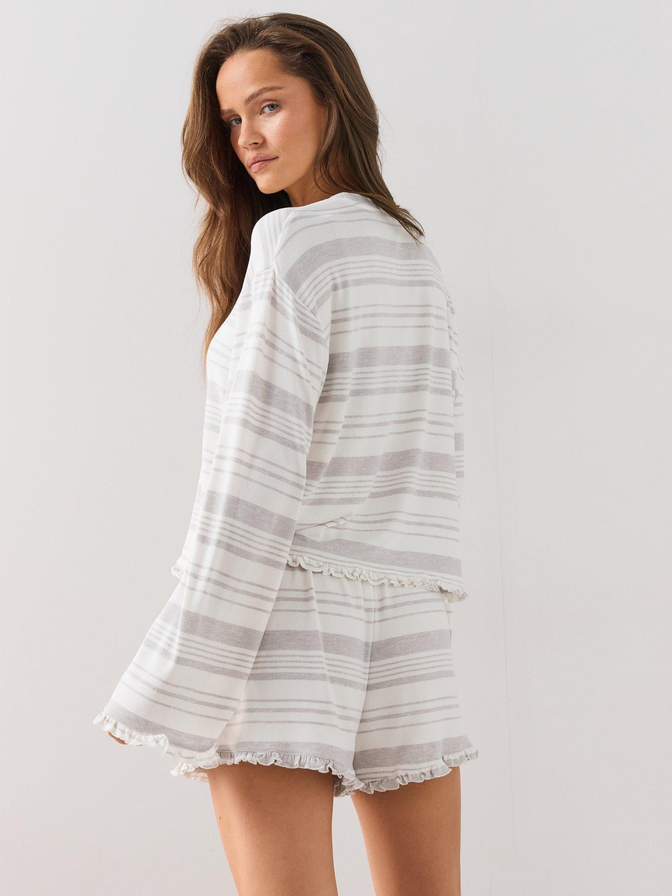 Image 2 of 7 of The Very Collection Soft Touch Short Pyjama Set - Grey Stripe