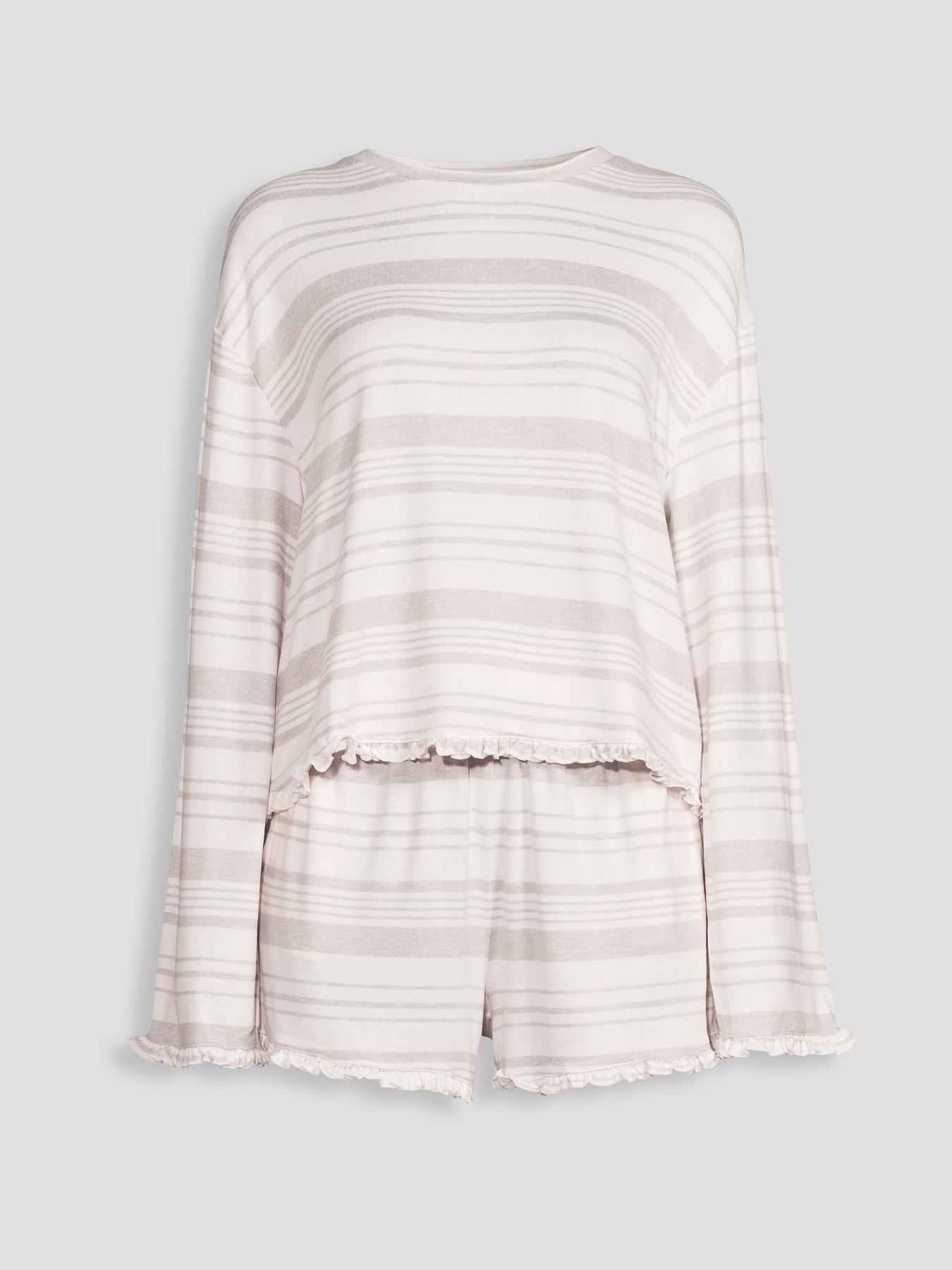 Image 7 of 7 of The Very Collection Soft Touch Short Pyjama Set - Grey Stripe