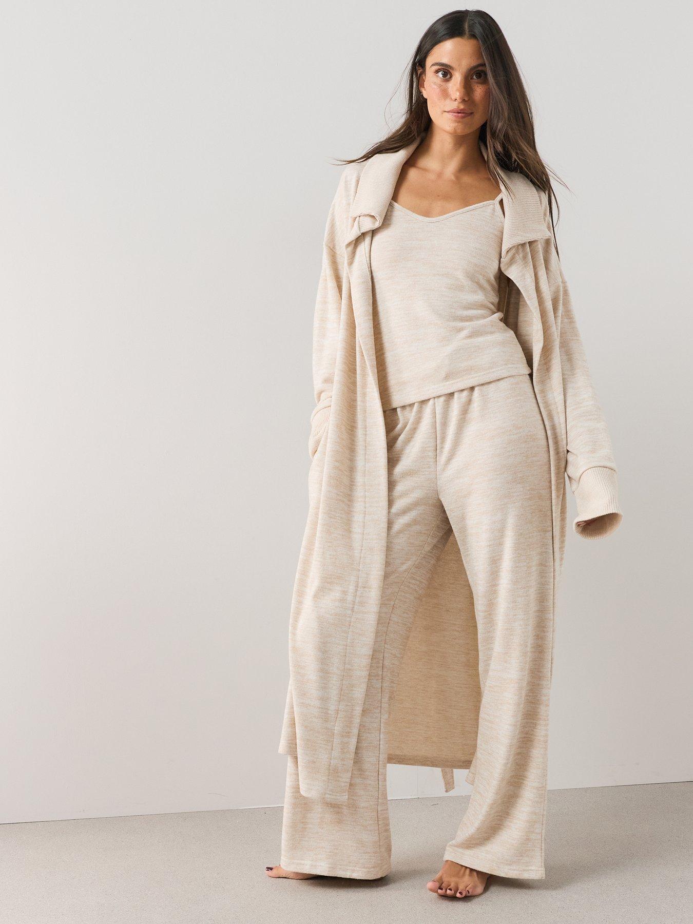 Image 3 of 7 of The Very Collection Knit Longline Dressing Gown - Cream
