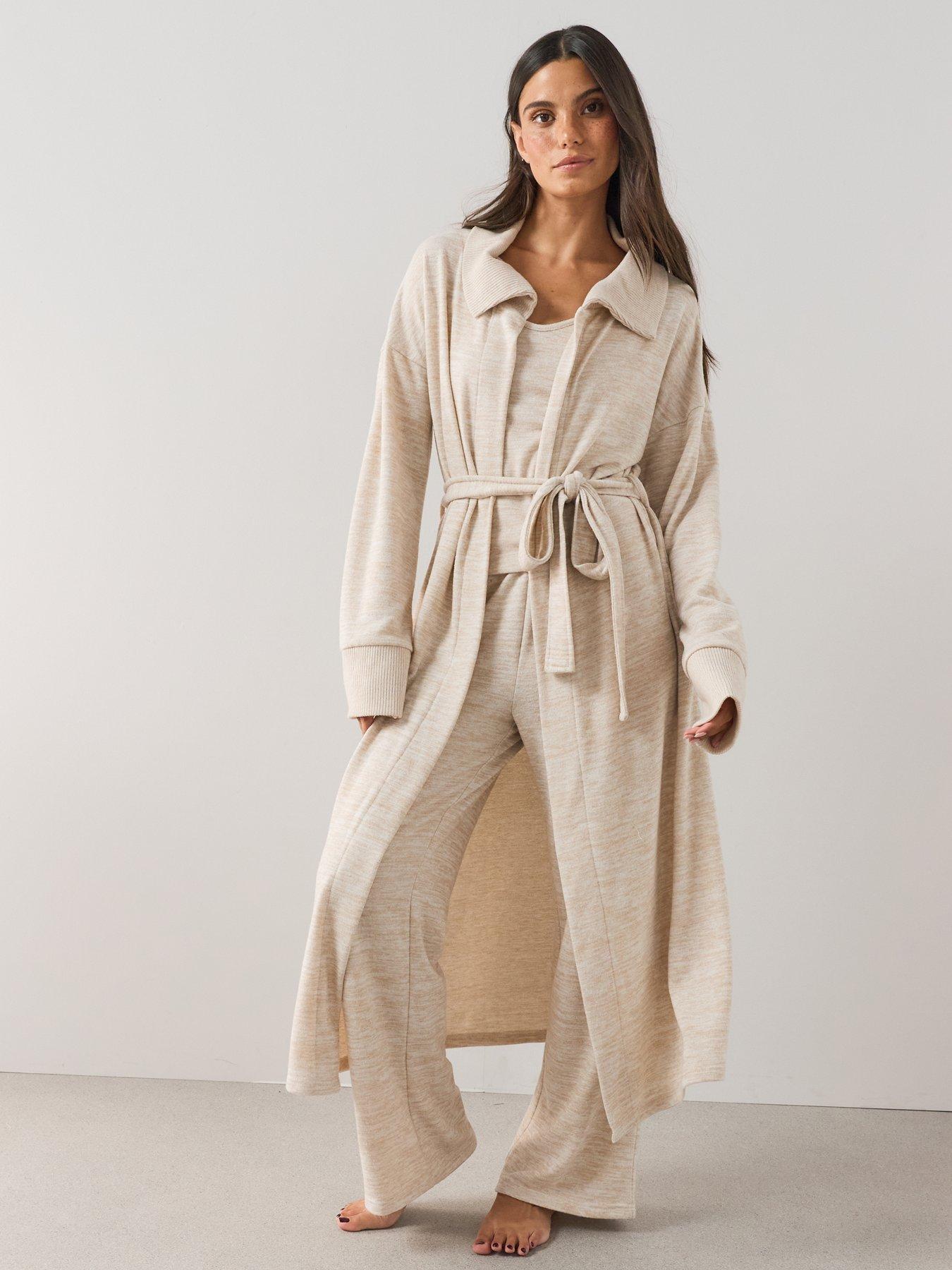 Image 5 of 7 of The Very Collection Knit Longline Dressing Gown - Cream