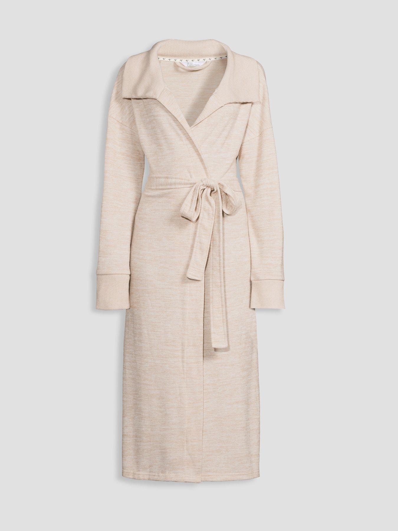 Image 7 of 7 of The Very Collection Knit Longline Dressing Gown - Cream