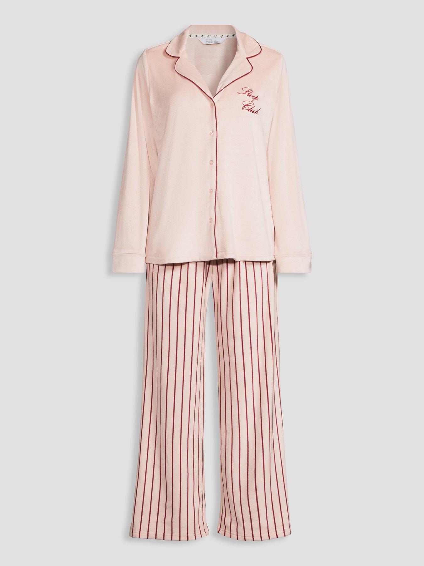 Image 7 of 7 of The Very Collection Fleece Revere Pyjama Set - Pink/Burgundy