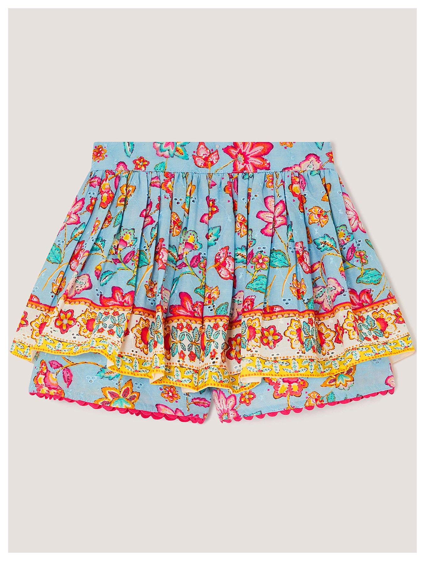 Image 1 of 3 of Monsoon Girls Adara Her Broiderie Skort - Blue
