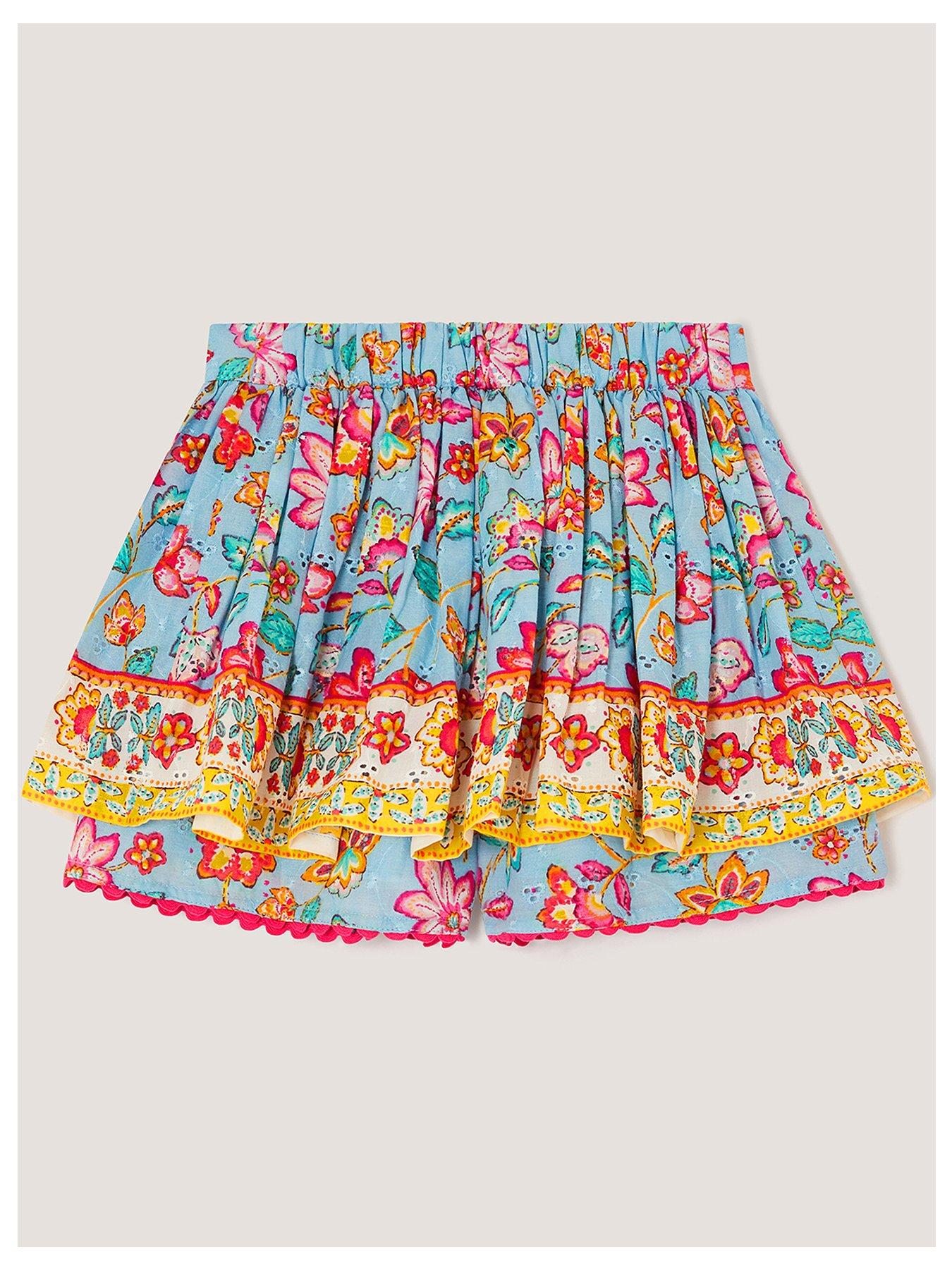 Image 2 of 3 of Monsoon Girls Adara Her Broiderie Skort - Blue