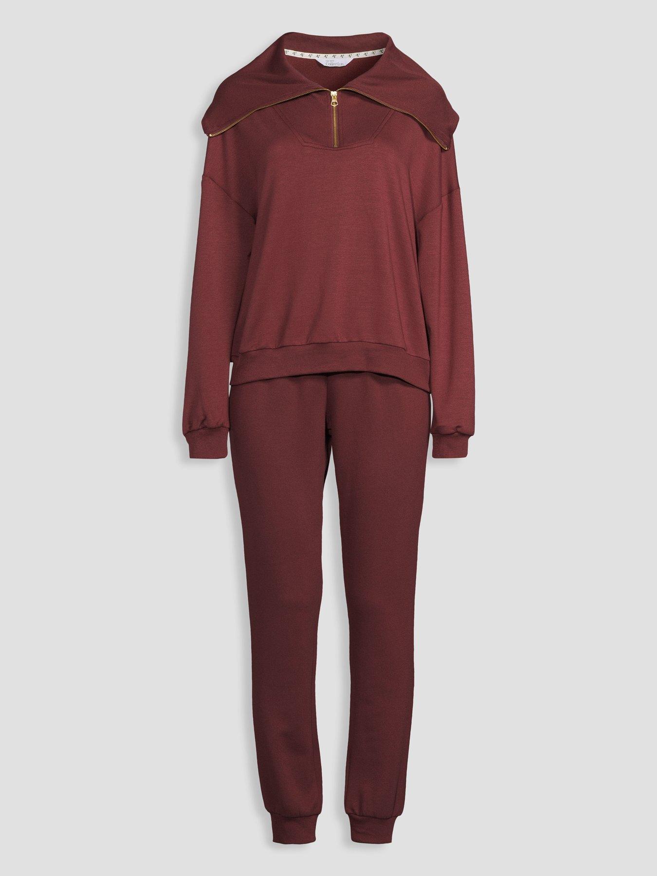 Image 7 of 7 of The Very Collection Half Zip Loungewear Set - Burgundy