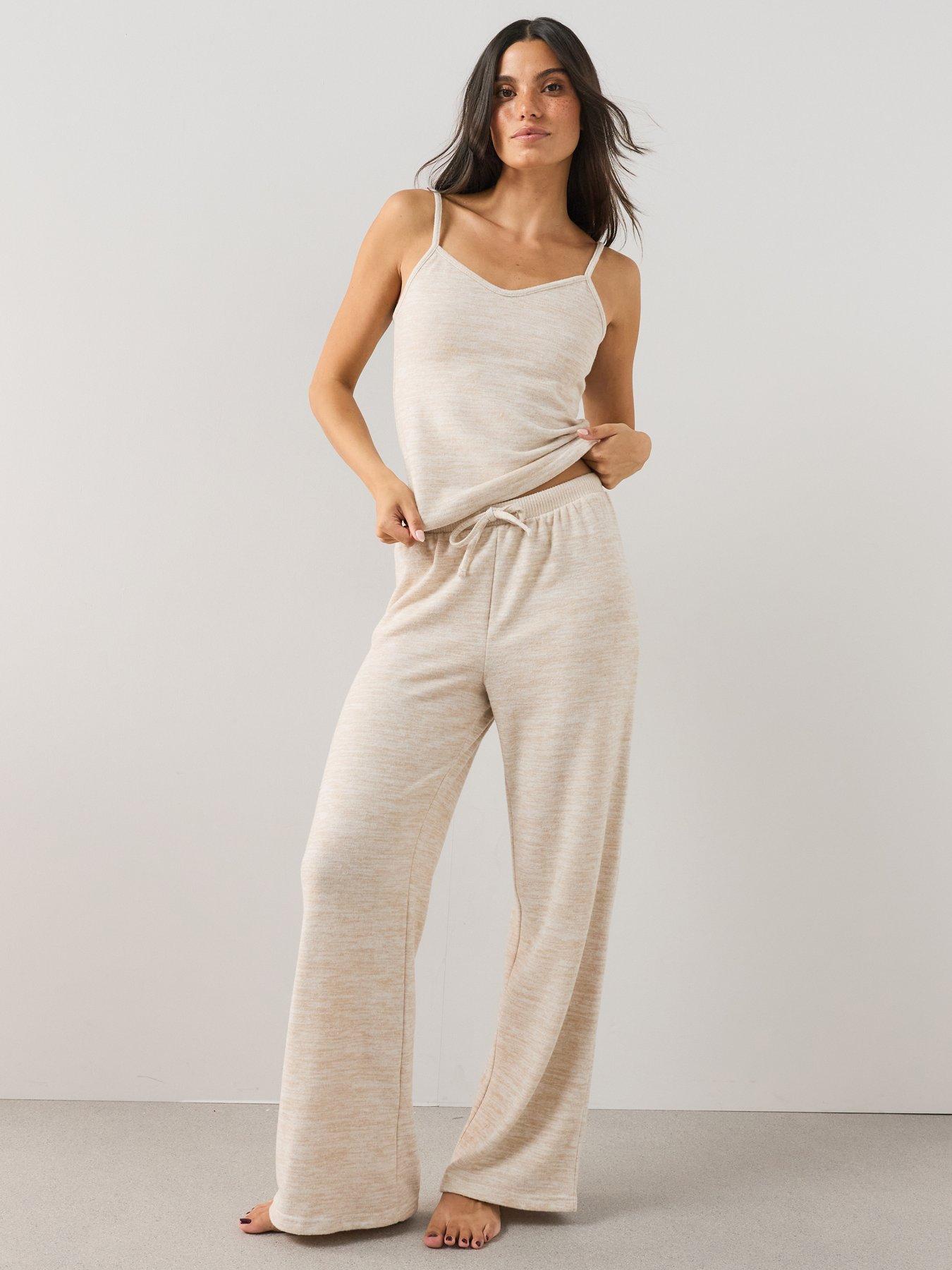The Very Collection Knit Vest And Wide Leg Loungewear Set Co-Ord - Beige