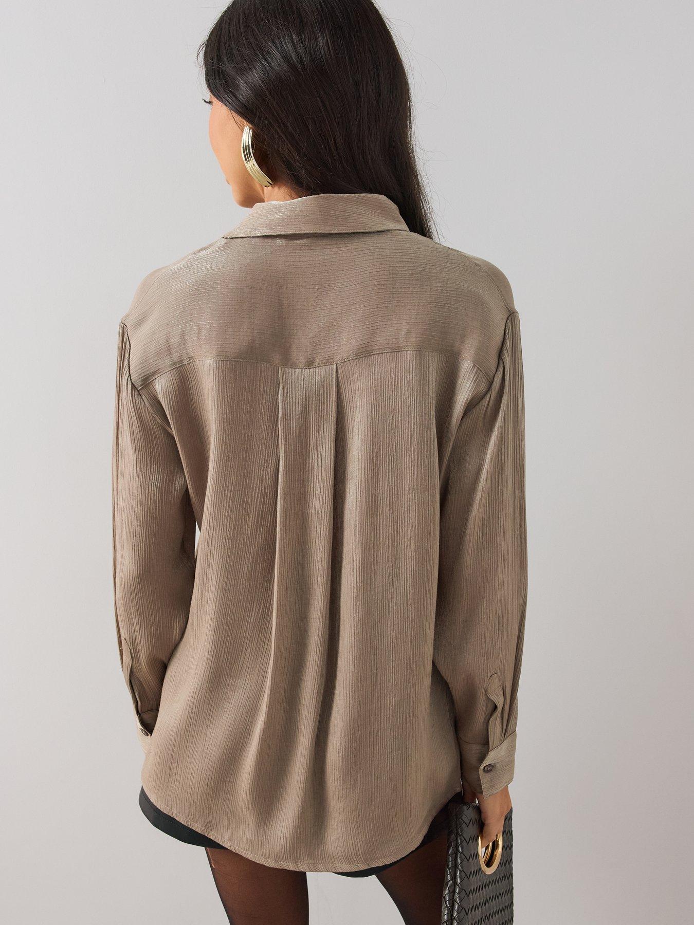 Image 2 of 6 of The Very Collection Womens Oversized Textured Button-Through Shirt - Silver