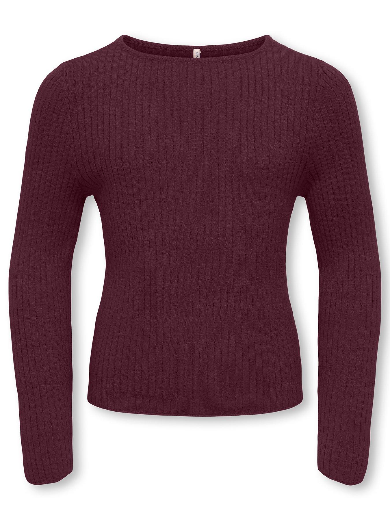 Only Kids Girls Ribbed Knitted Jumper - Dark Red
