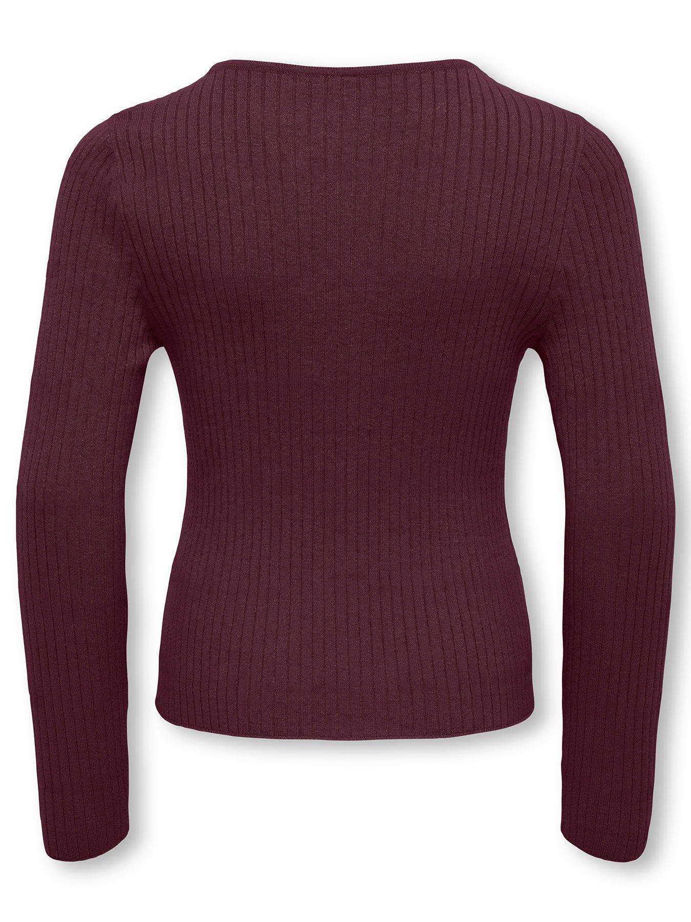 Image 2 of 2 of Only Kids Girls Ribbed Knitted Jumper - Dark Red