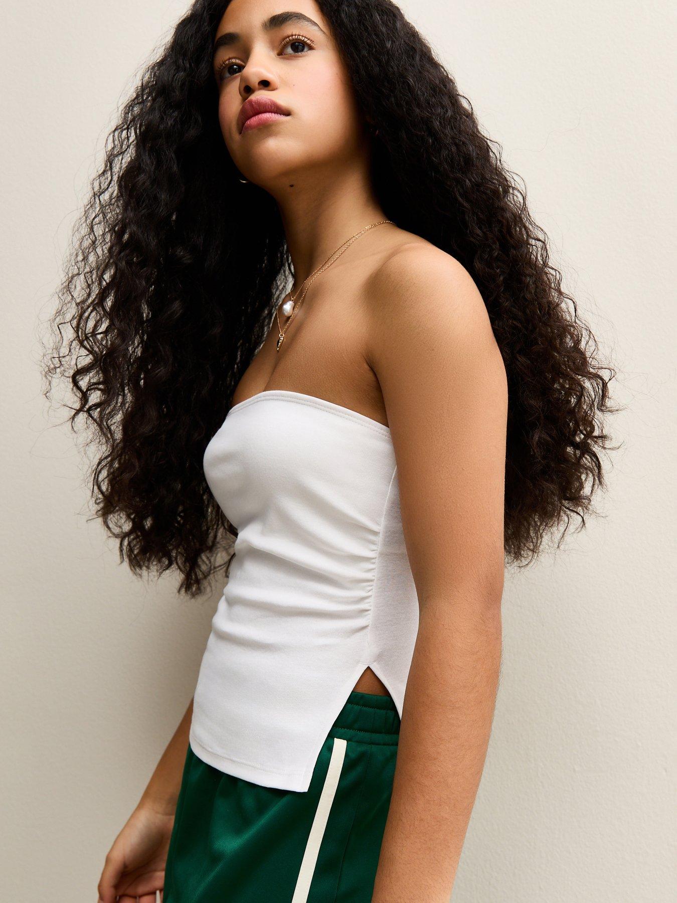 New Look 915 Girls White Ruched Side Bandeau Top