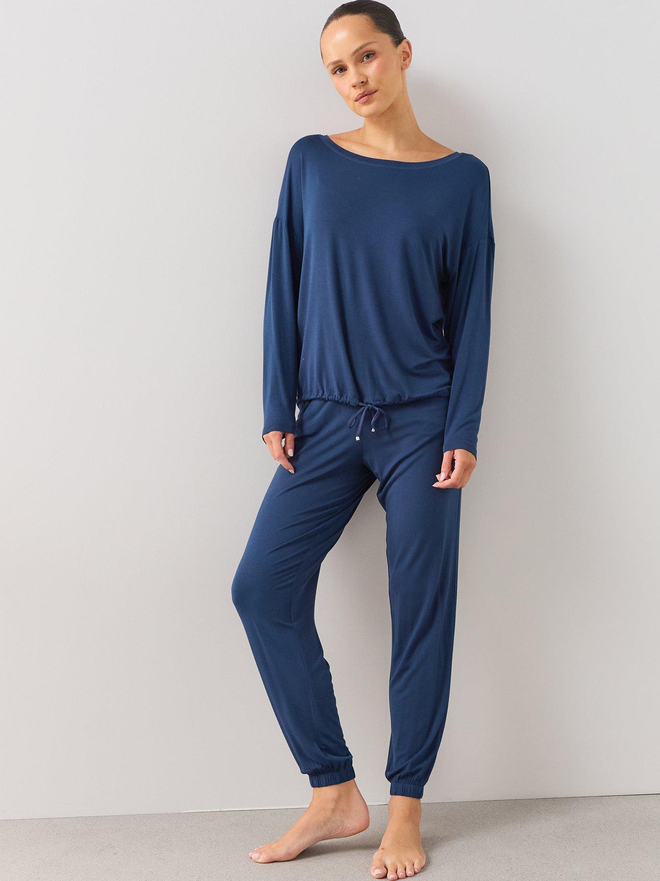 Image 1 of 7 of The Very Collection Slouchy Cuffed Pyjama Set - Blue