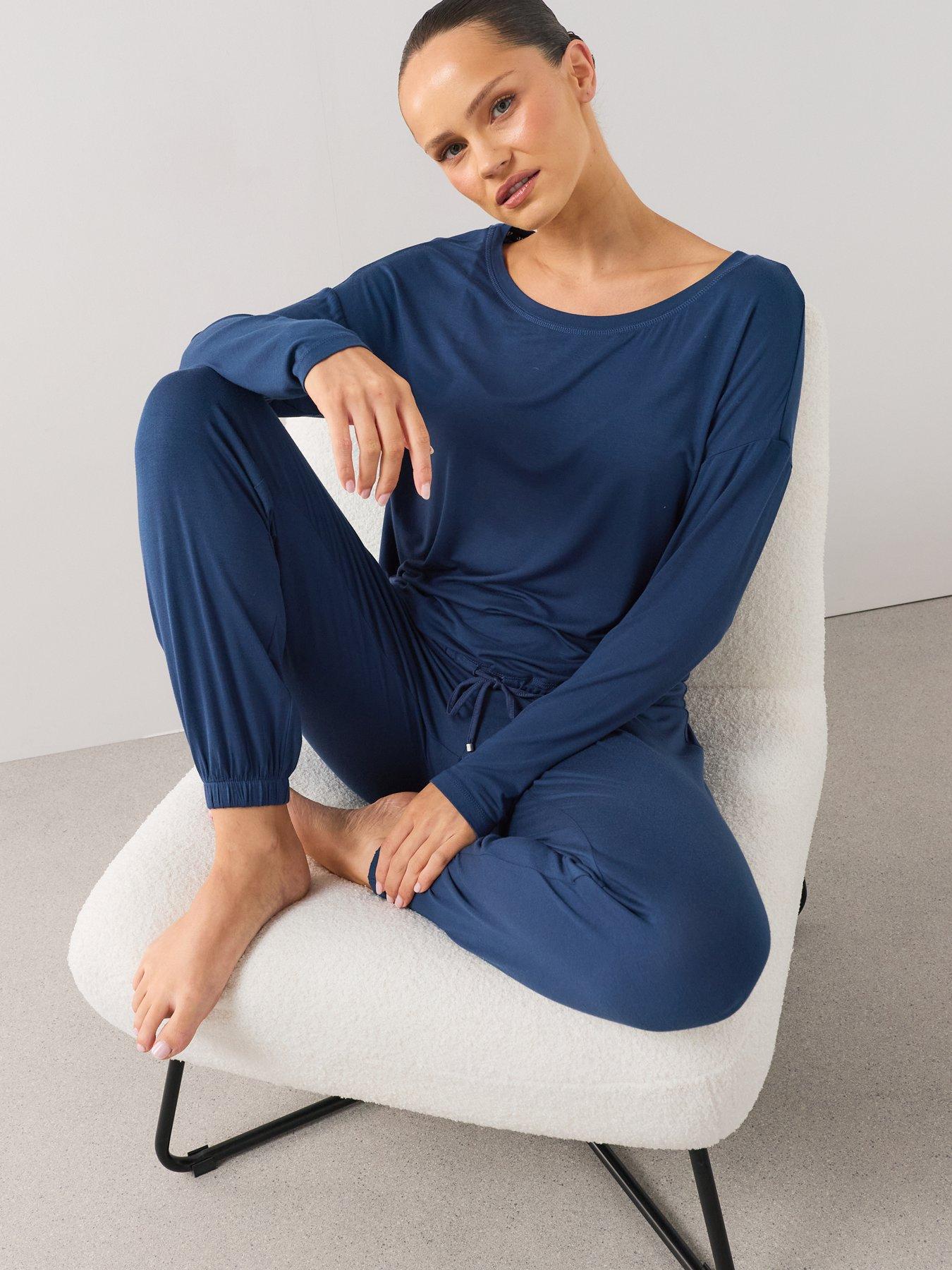Image 4 of 7 of The Very Collection Slouchy Cuffed Pyjama Set - Blue