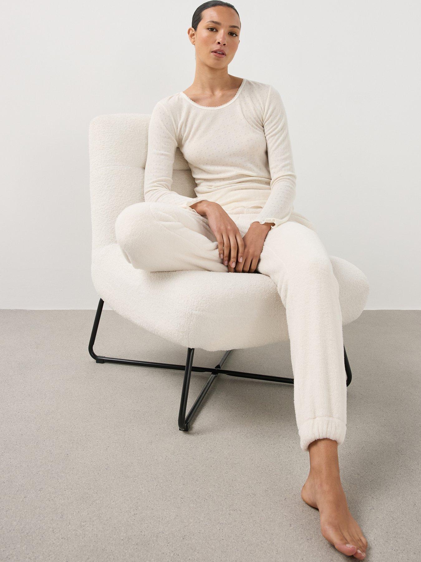 Image 3 of 7 of The Very Collection Womens Pointelle Thermal Long Sleeve Top - Cream