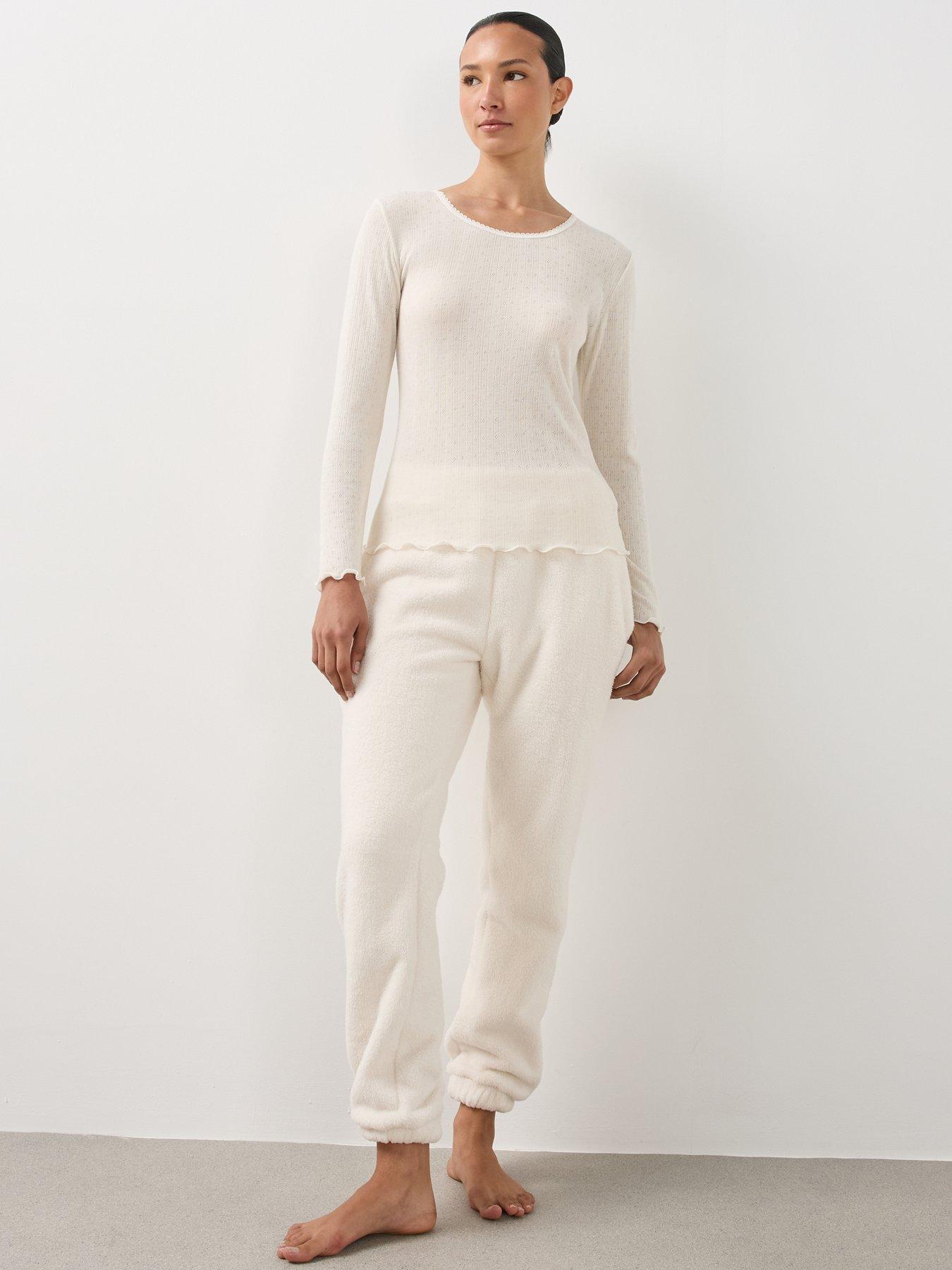 Image 6 of 7 of The Very Collection Womens Pointelle Thermal Long Sleeve Top - Cream