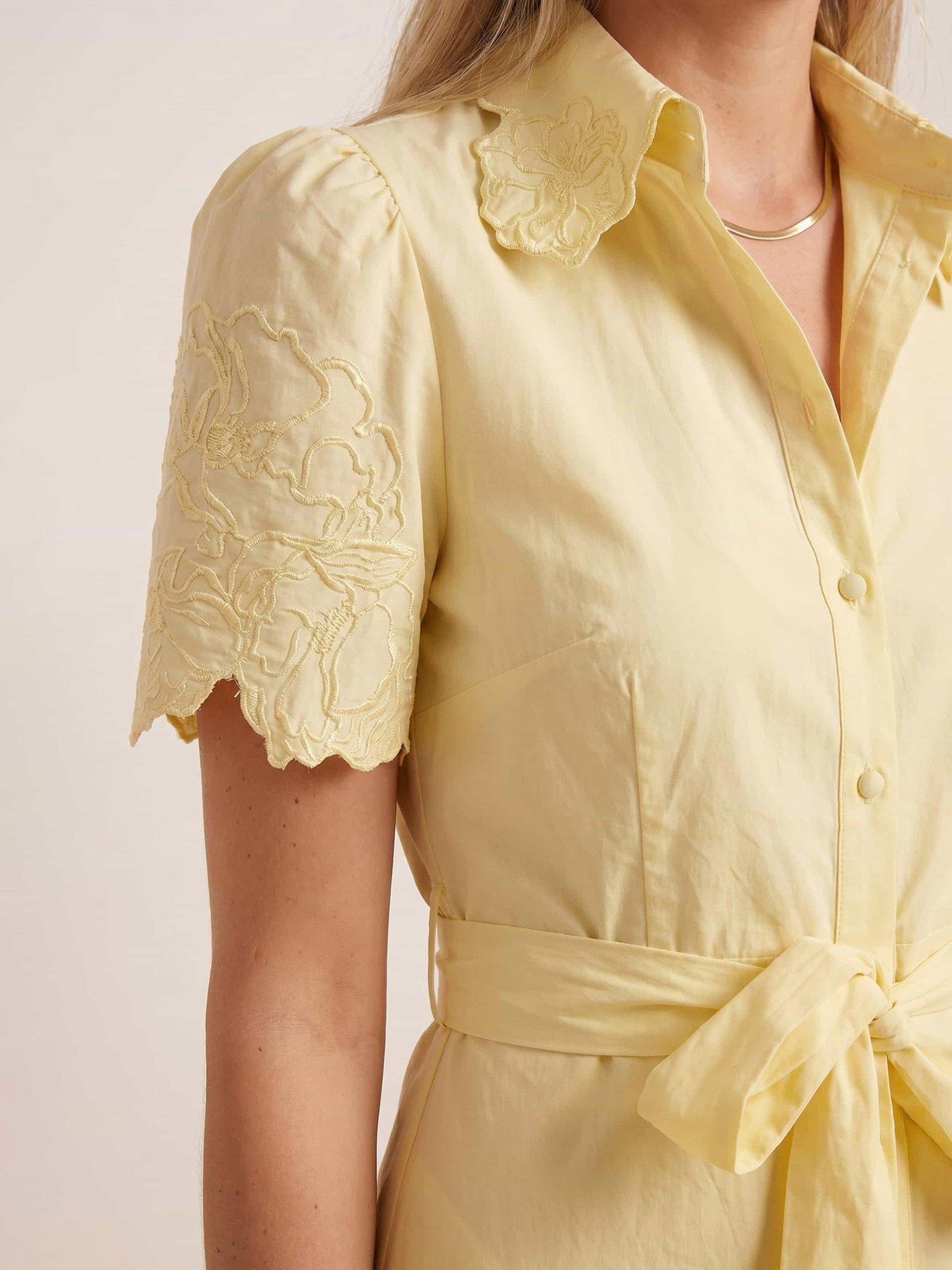 laser cut shirt dress Solid V-neck Laser Cut Dress