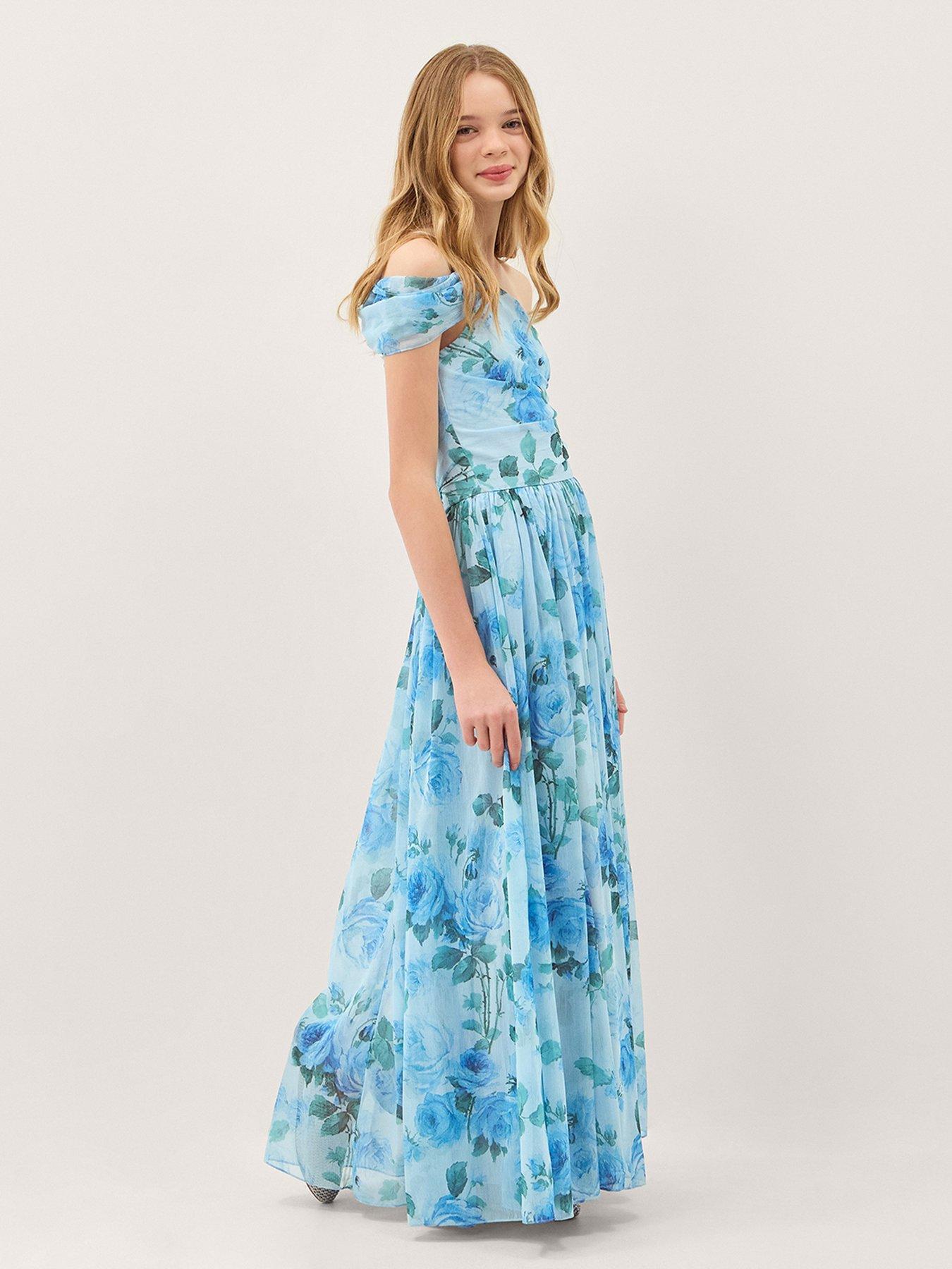 Monsoon Girls Teen Rose Texas Prom Dress - Blue