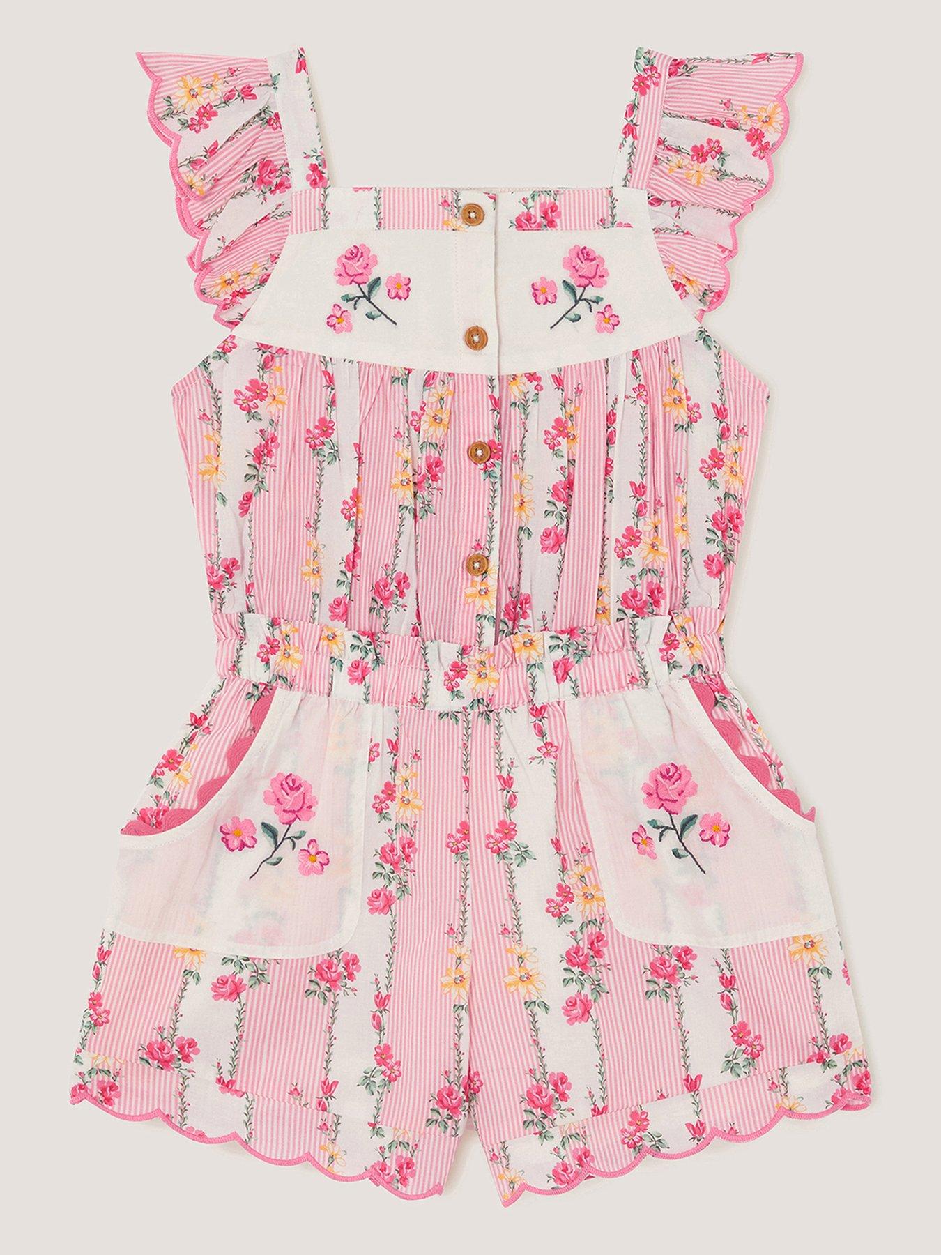 Image 1 of 3 of Monsoon Girls Country Charm Playsuit - Pink