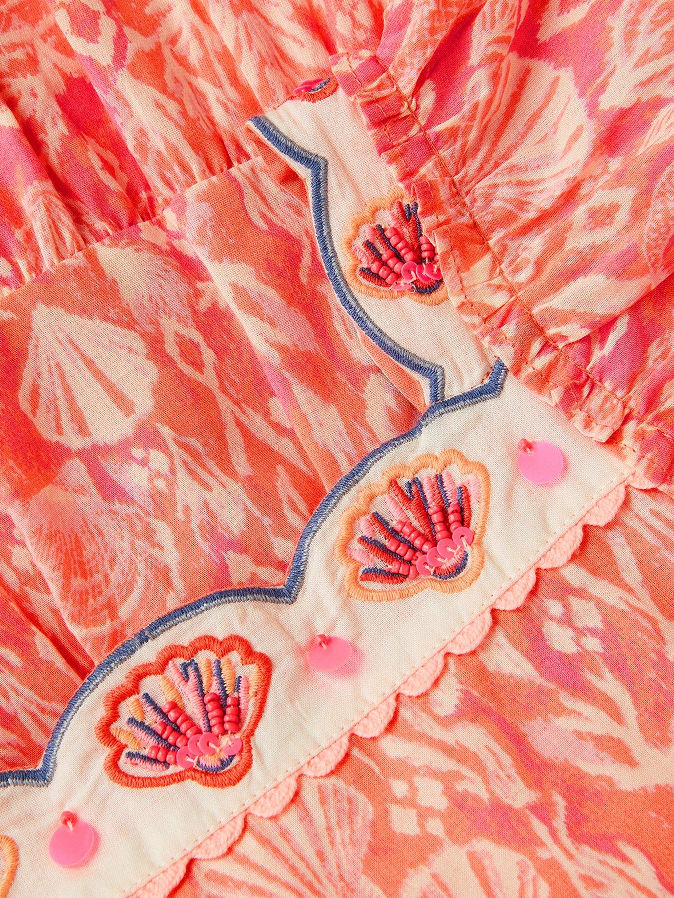 Image 3 of 3 of Monsoon Girls Coral Ikat Mermaid Dress - Pink
