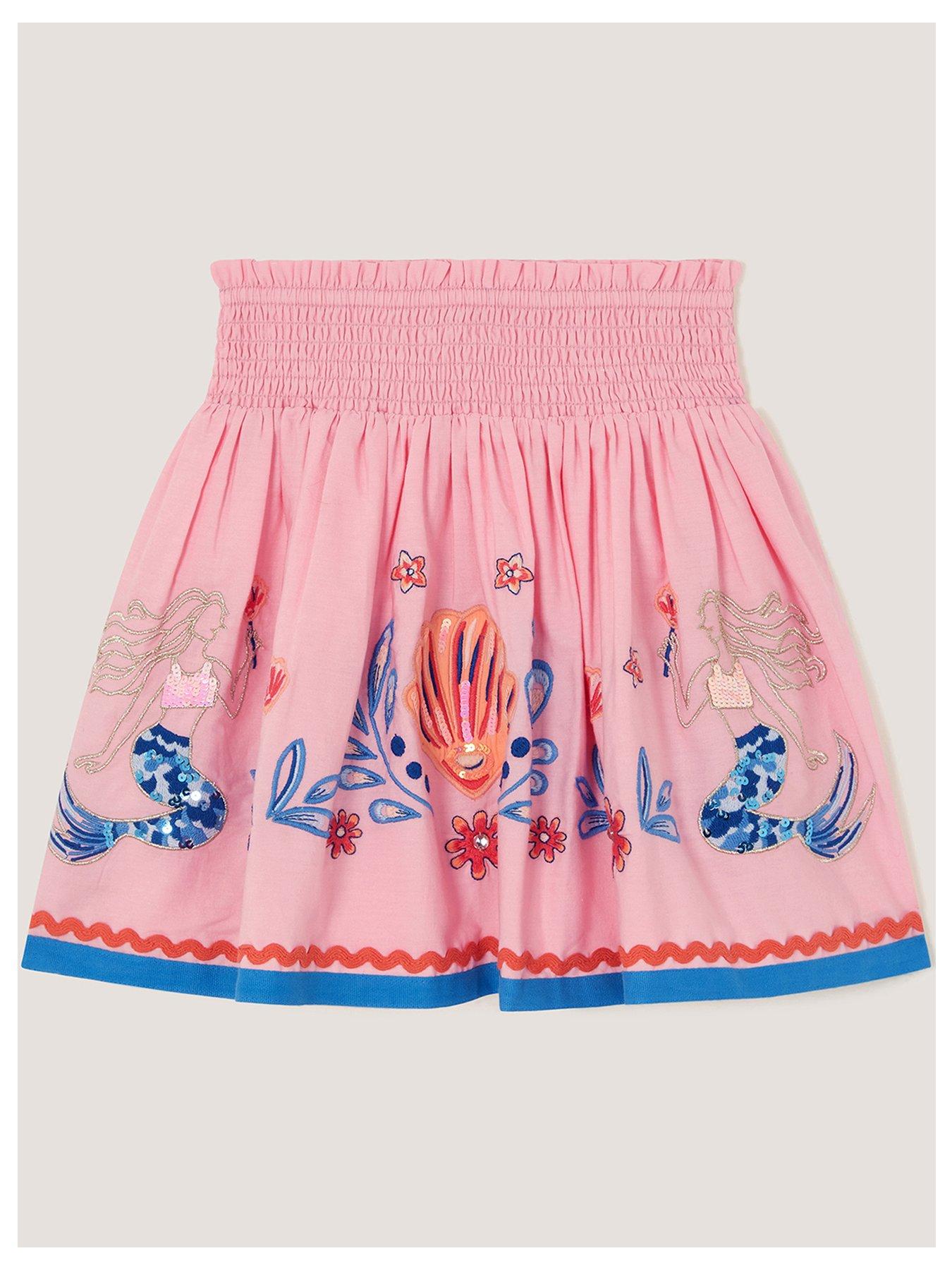 Monsoon Girls Mermaid Shell Applique Skirt - Pink